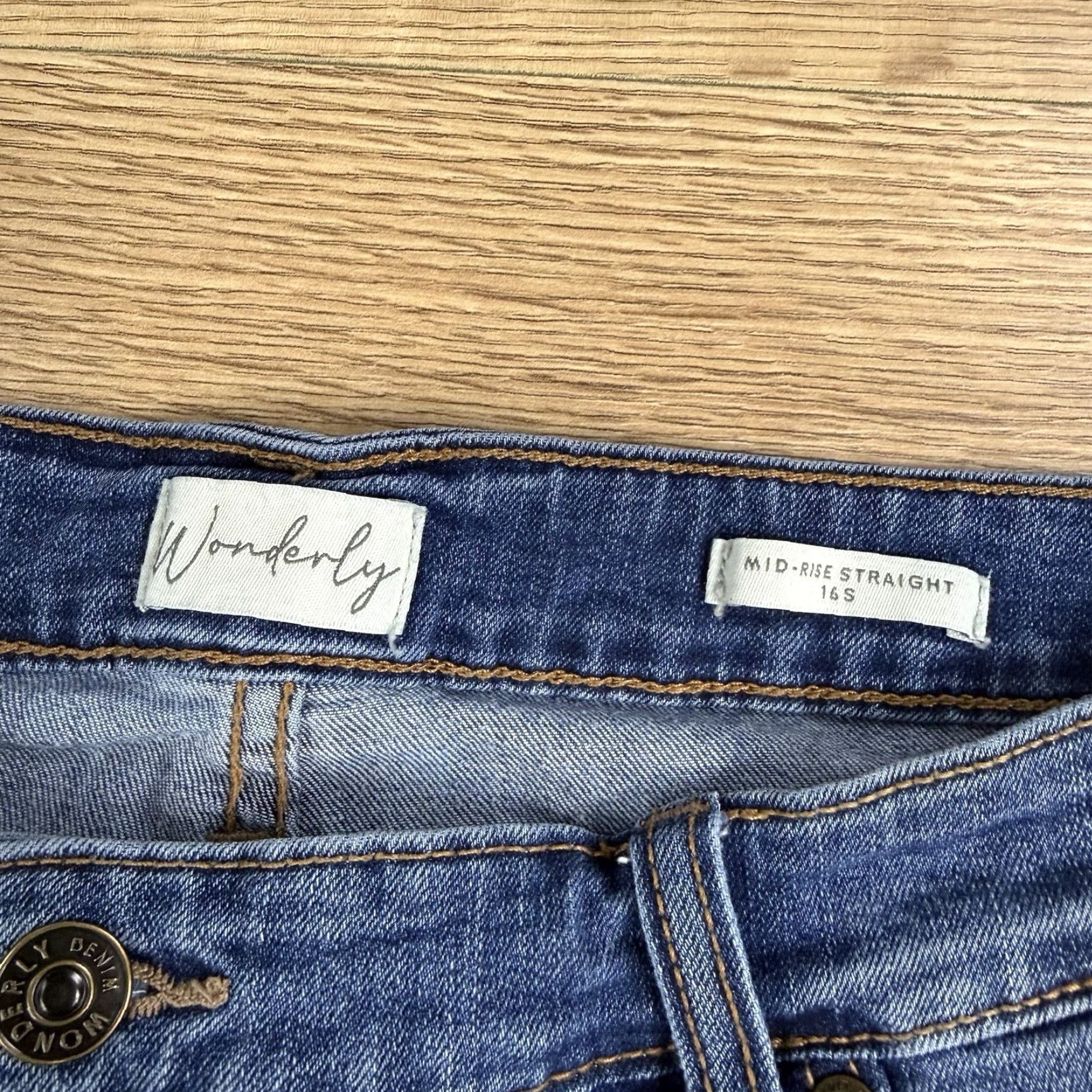 Vintage Wonderly Jeans Women Denim 16S Mid Straight Blue Cotton Blend 8.5-10.5in Regular Size 16S Size 38" / US 16 / IT 52 - 2 Thumbnail