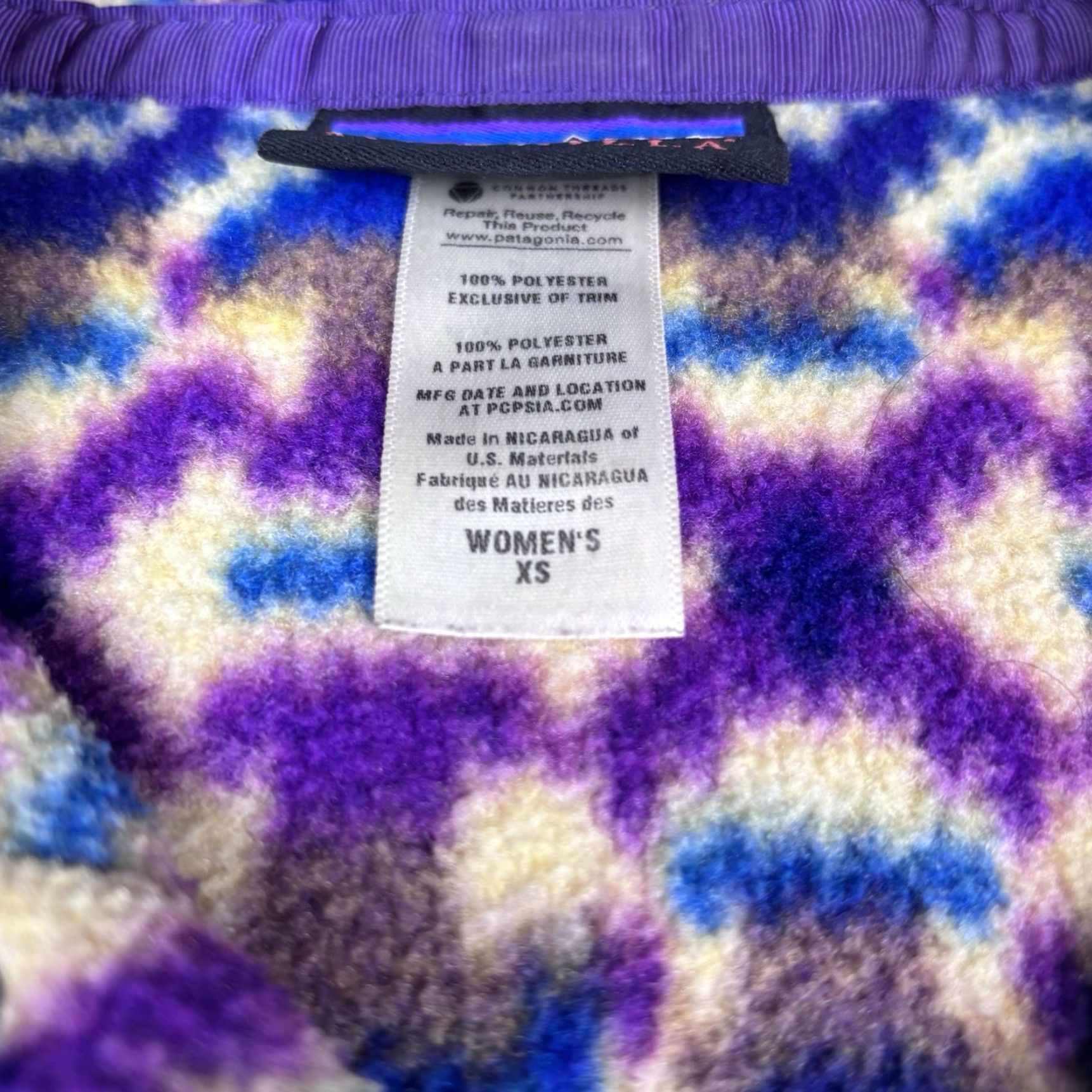 Patagonia Patagonia Synchilla Women's Lightweight Purple Fleece Pullover 1/4 Snap Jacket XS Regular Geometric Pattern Size XS / US 0-2 / IT 36-38 - 7 Thumbnail