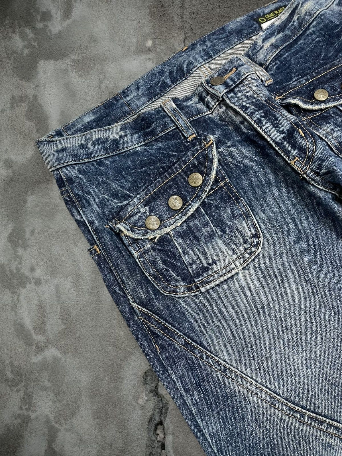 Japanese Brand Vintate 90s Japan Designer Dheart Blue Tribal Lowrise Denim Size US 31 - 8 Thumbnail