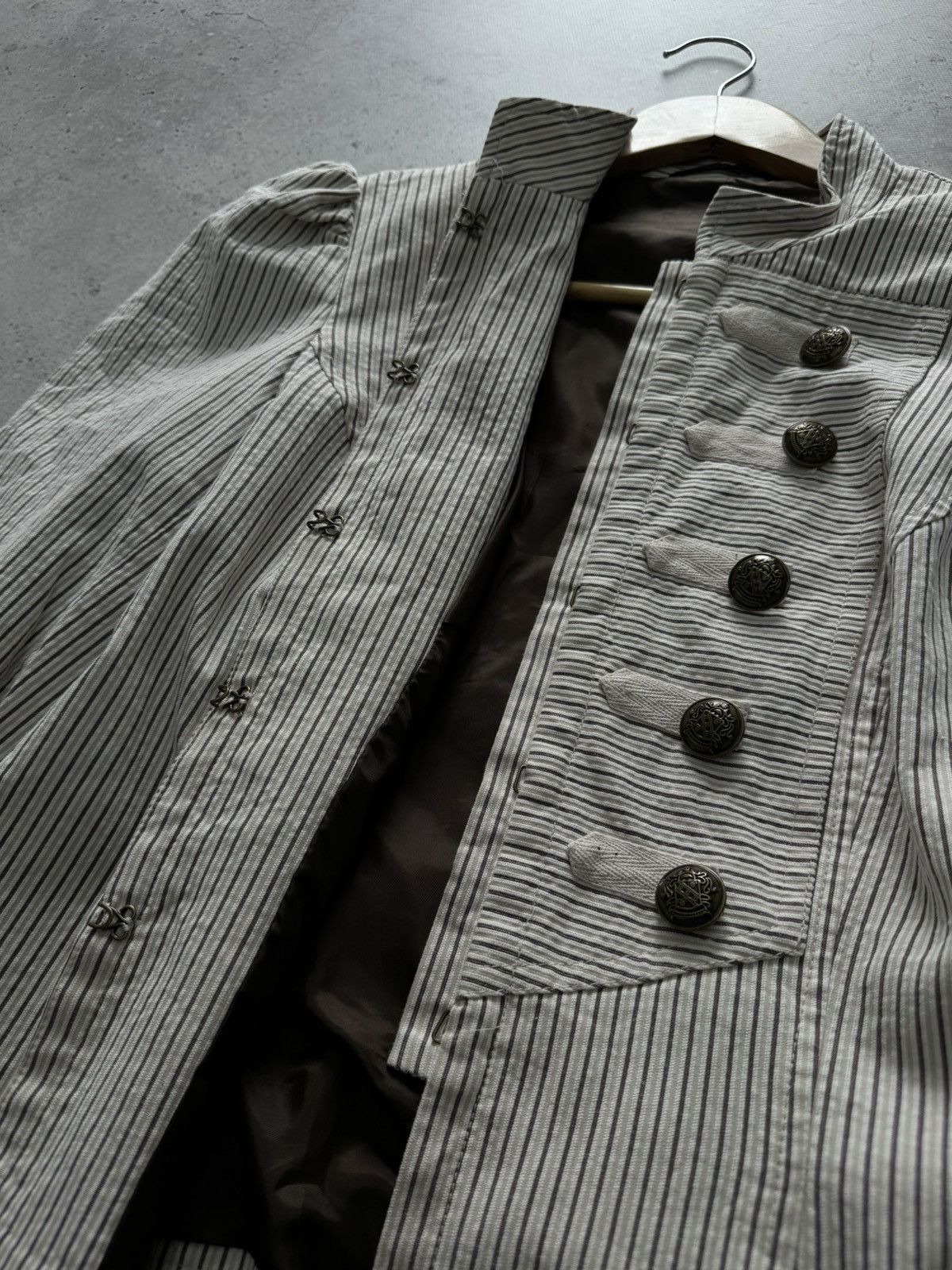 Le Grande Bleu (L.G.B.) Vintage 00s Napoleon Button Hussar Striped Blazer Jacket Size US S / EU 44-46 / 1 - 3 Thumbnail