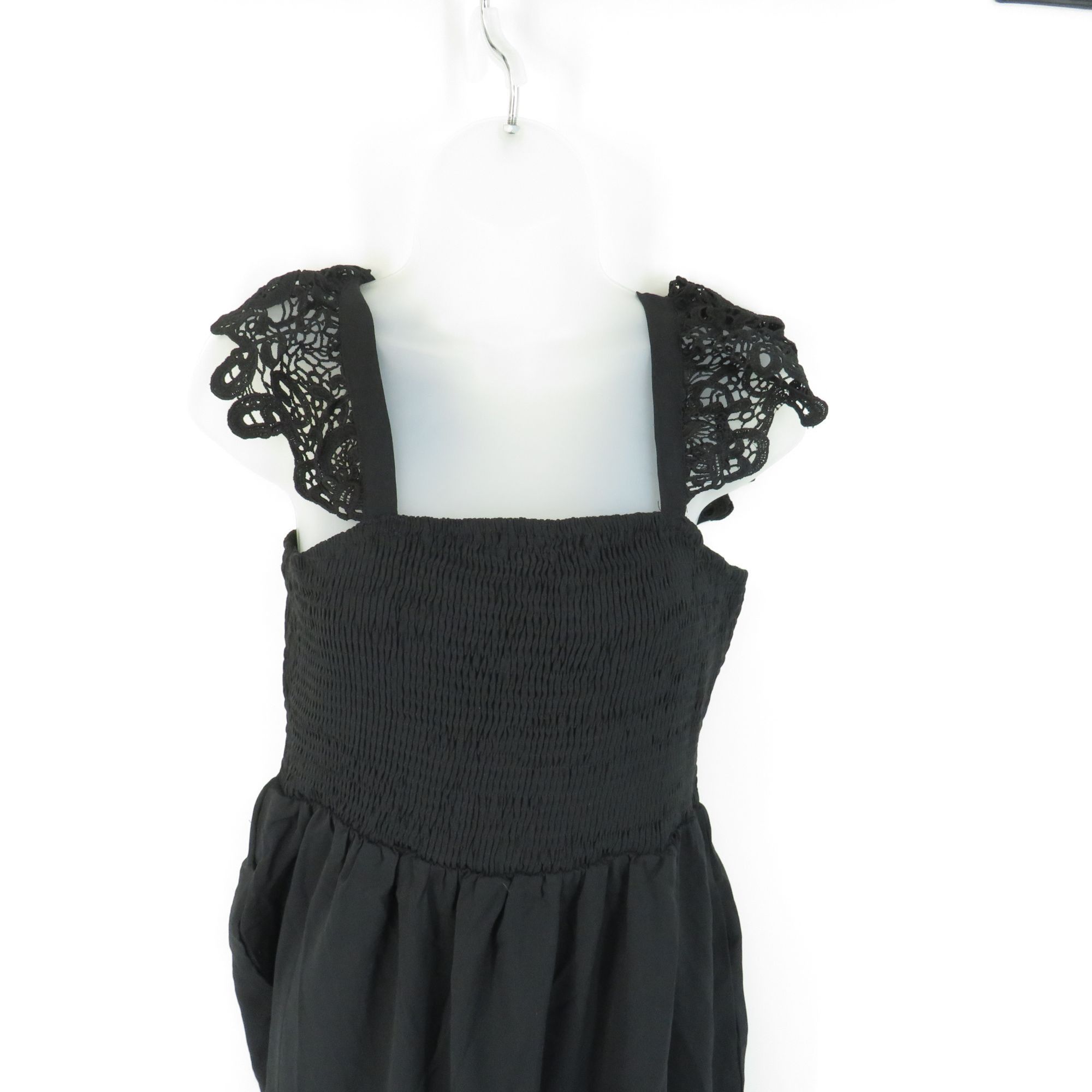 Other Women's Black Sleeveless Maxi Dress Crochet Lace Straps Smoc Size M / US 6-8 / IT 42-44 - 2 Thumbnail