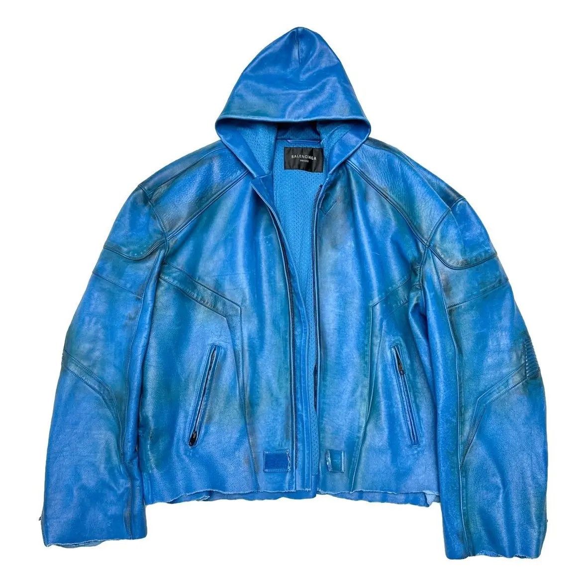 Balenciaga 🔥LOOK 57🔥SUPER RARE Leather Hooded Biker Jacket Size US L / EU 52-54 / 3 - 1 Thumbnail