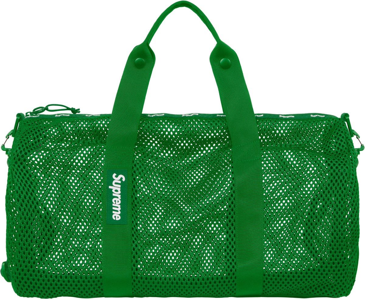 Supreme Green Mesh Duffle Bag Ss23 Box Logo 25L. Poly Eyelet, Men's