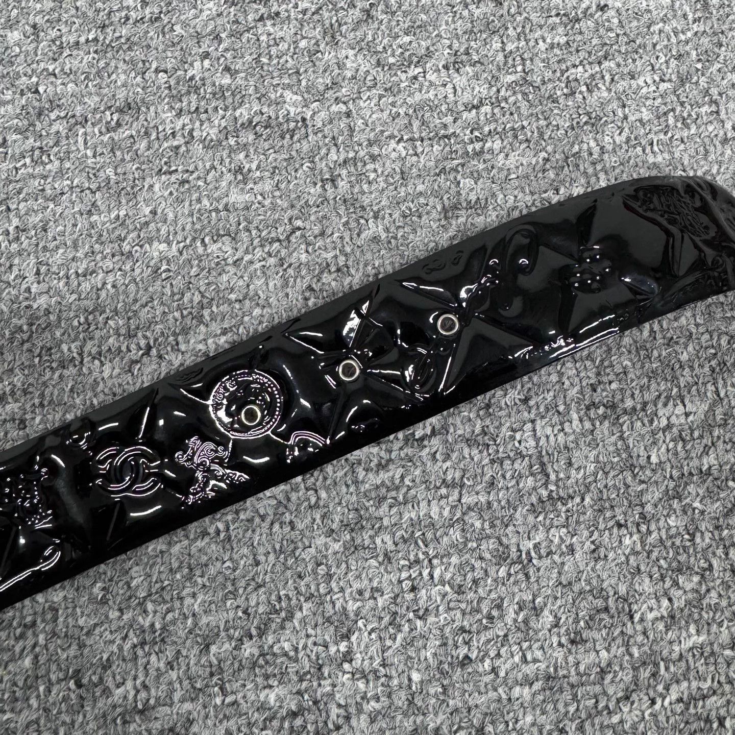 Chanel Chanel black patent leather embossed logo belt all Size ONE SIZE - 6 Thumbnail