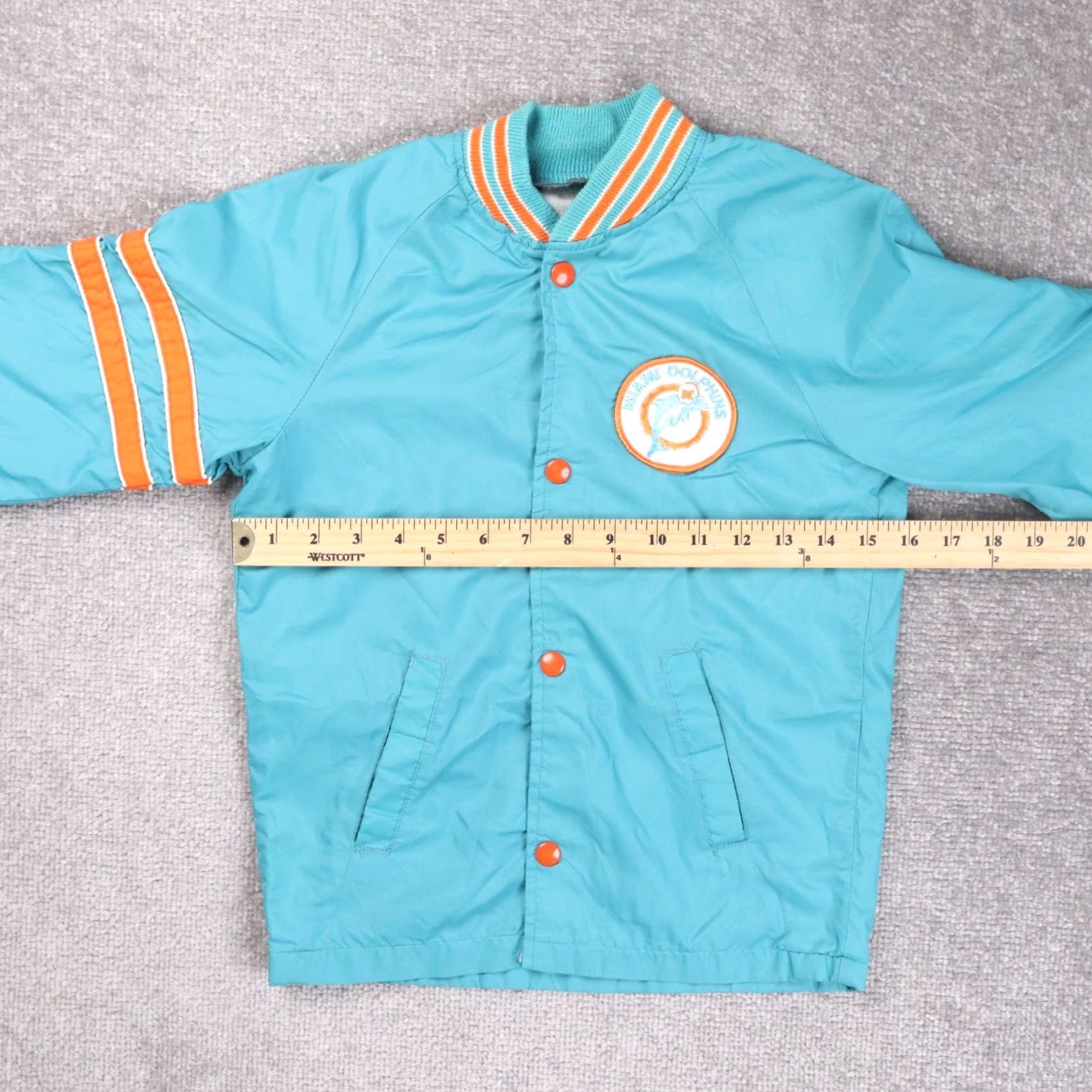 Sears VINTAGE Sears Boys Size 10 Miami Dolphins Football Jacket 70s 80s Blue Size US M / EU 48-50 / 2 - 3 Thumbnail
