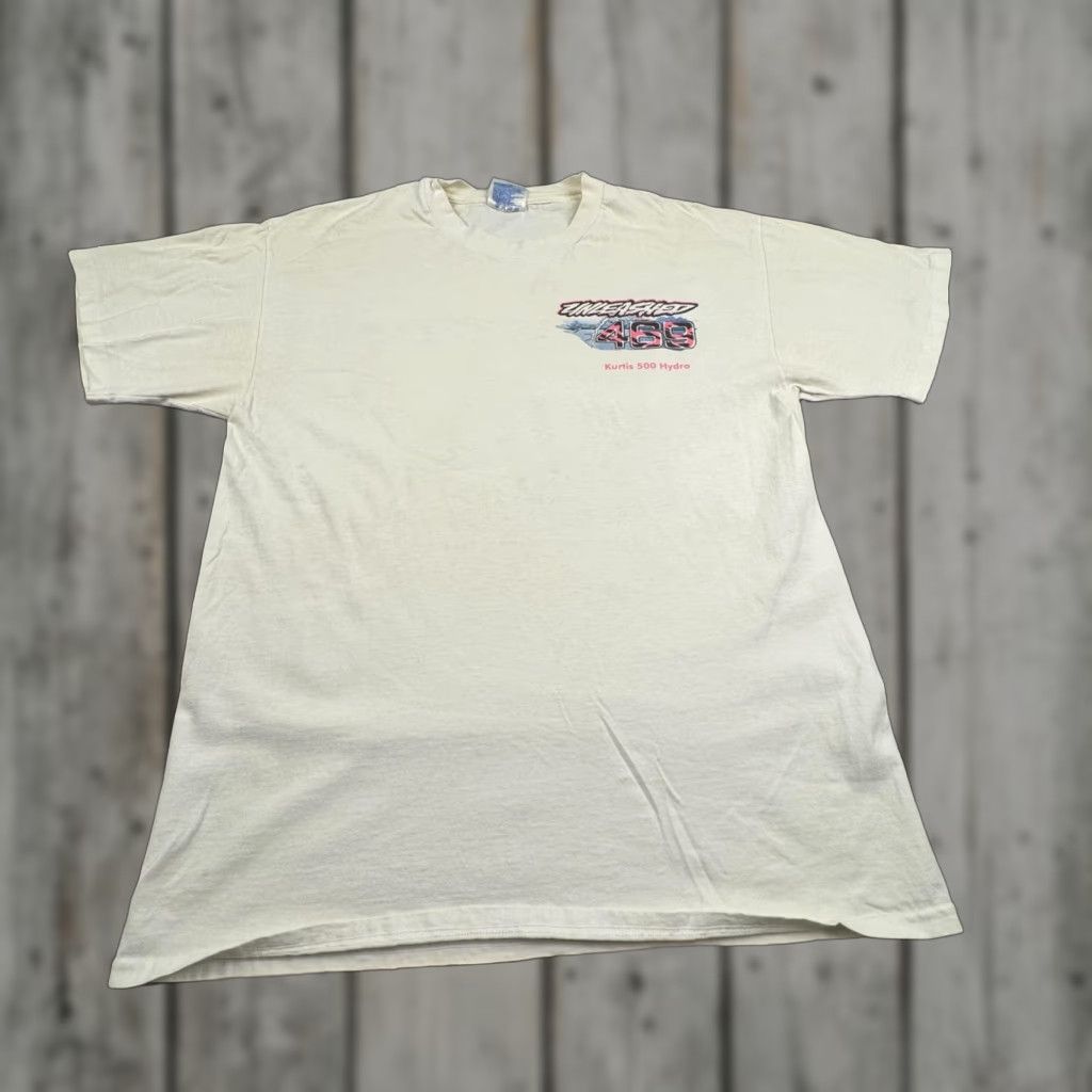 Hanes VINTAGE Unleashed 469 Shirt Mens Large White Hanes T-Shirt Racing Boat Graphic 90s Mens Size US L / EU 52-54 / 3 - 1 Thumbnail