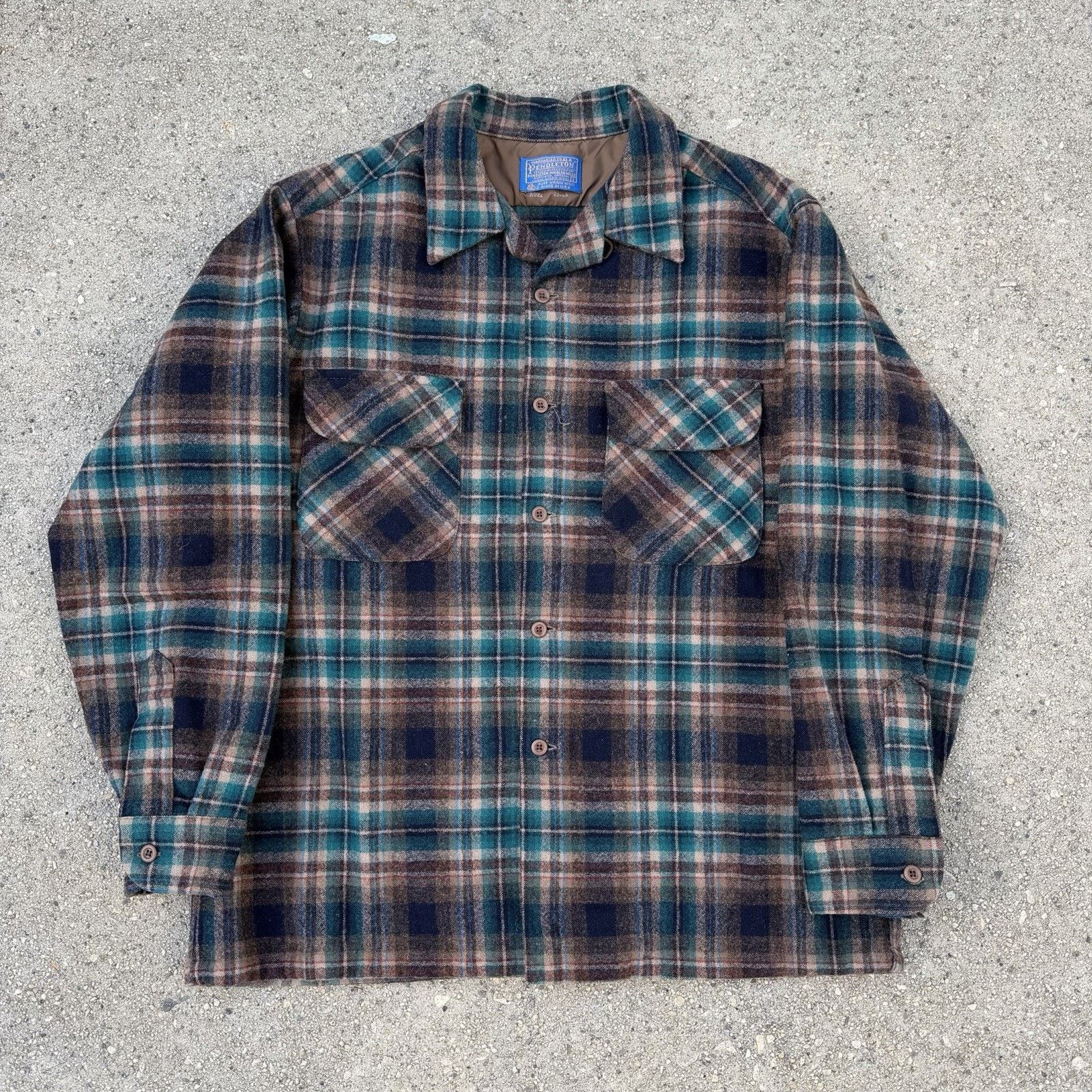 Pendleton × Vintage Vintage 60s Pendleton Plaid Wool Board Shirt Sz Large Surf Size US L / EU 52-54 / 3 - 2 Thumbnail