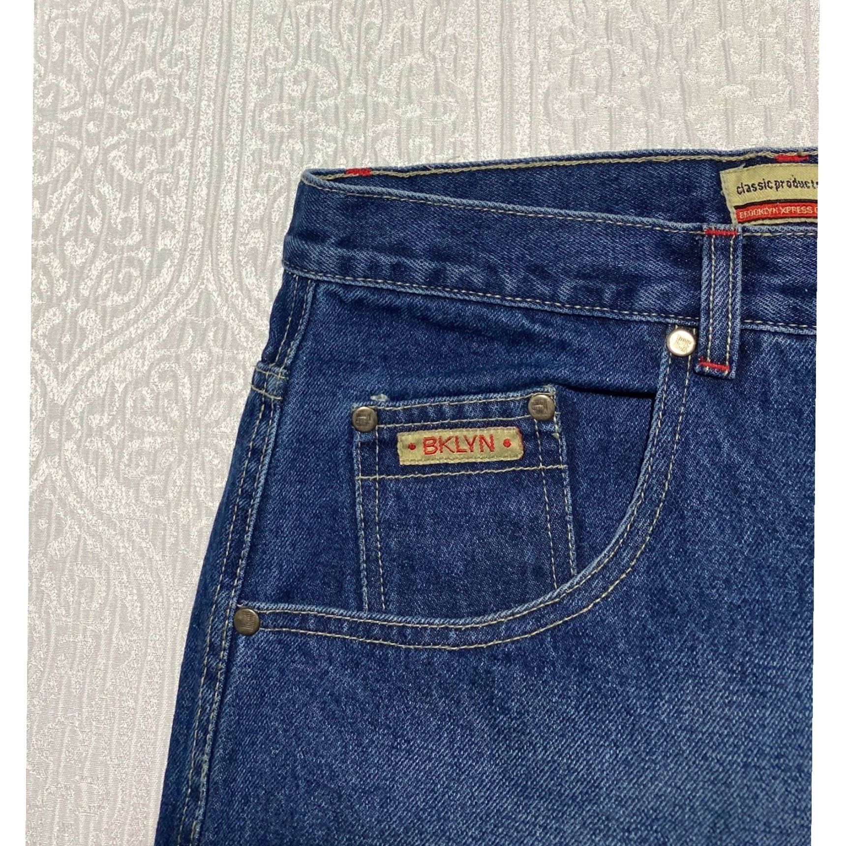 Express VINTAGE Brooklyn Xpress Jeans Men 40x34 Blue Wide Leg Carpenter Denim Y2K Size US 40 / EU 56 - 2 Thumbnail