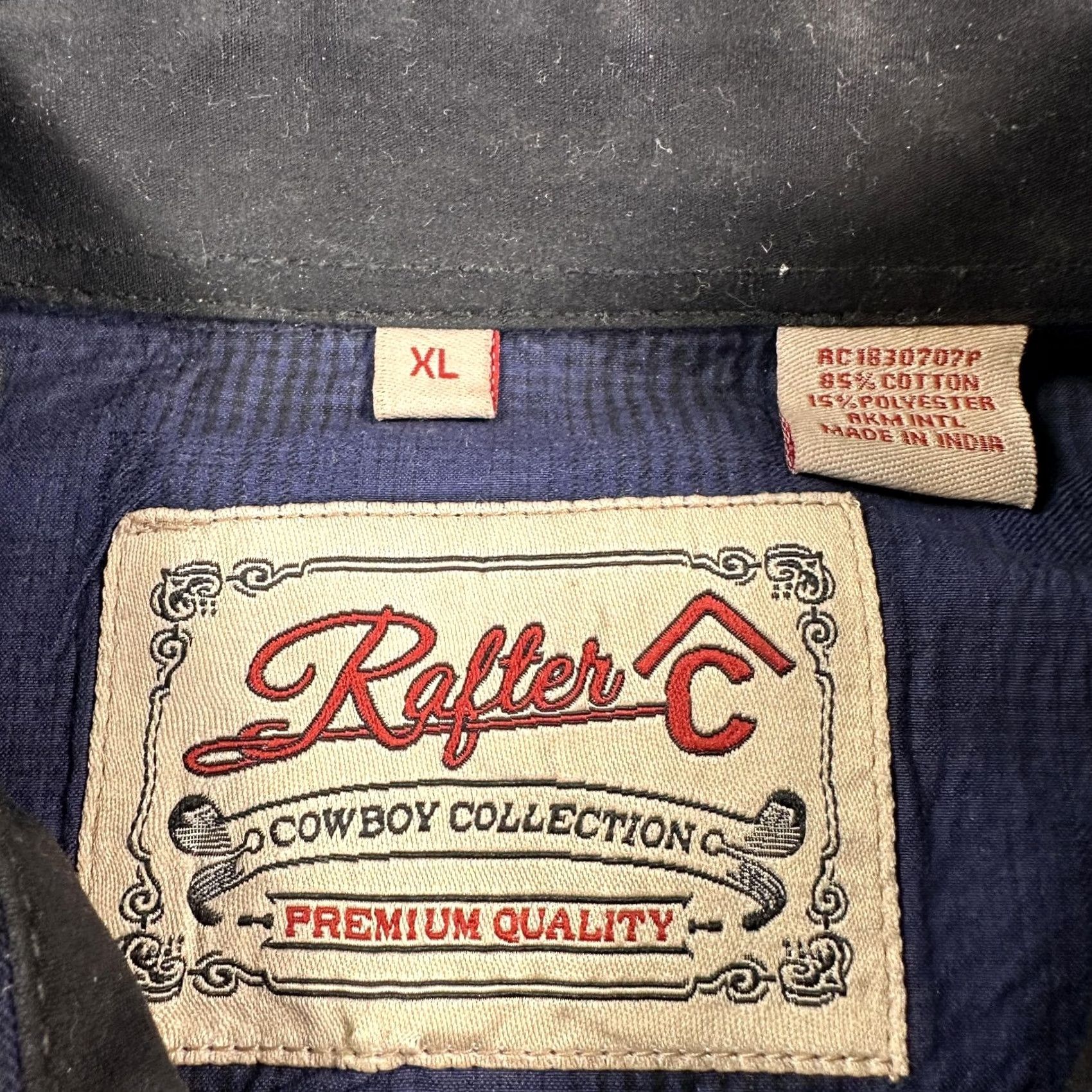 Vintage Rafter C Shirt Mens XL Blue Plaid Long Sleeve Western Snap Front Cowboy Size US XL / EU 56 / 4 - 3 Thumbnail