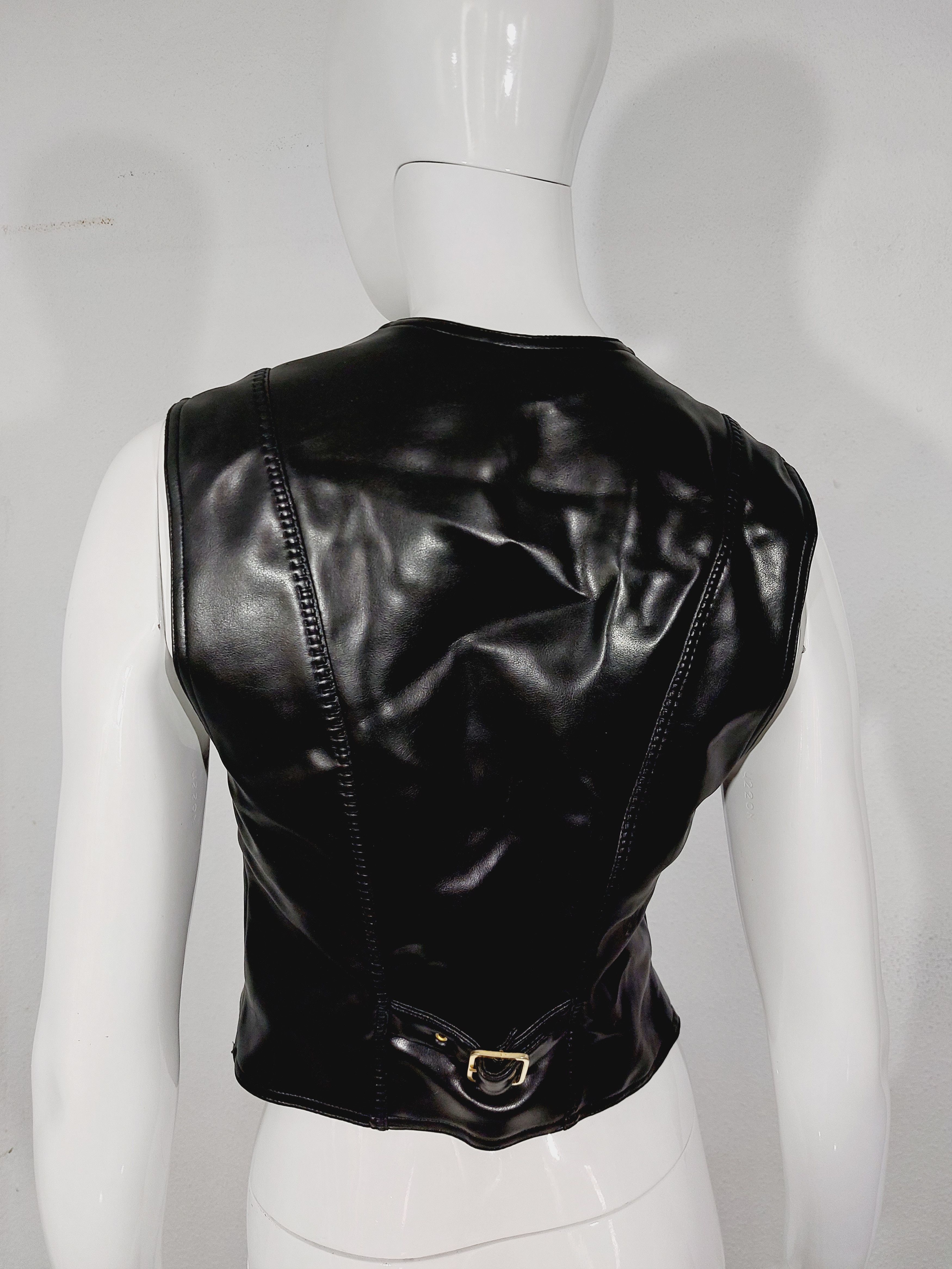 Moschino Moschino Jeans Bella Hadid Faux Leather Black Vest Top Size S / US 4 / IT 40 - 11 Thumbnail