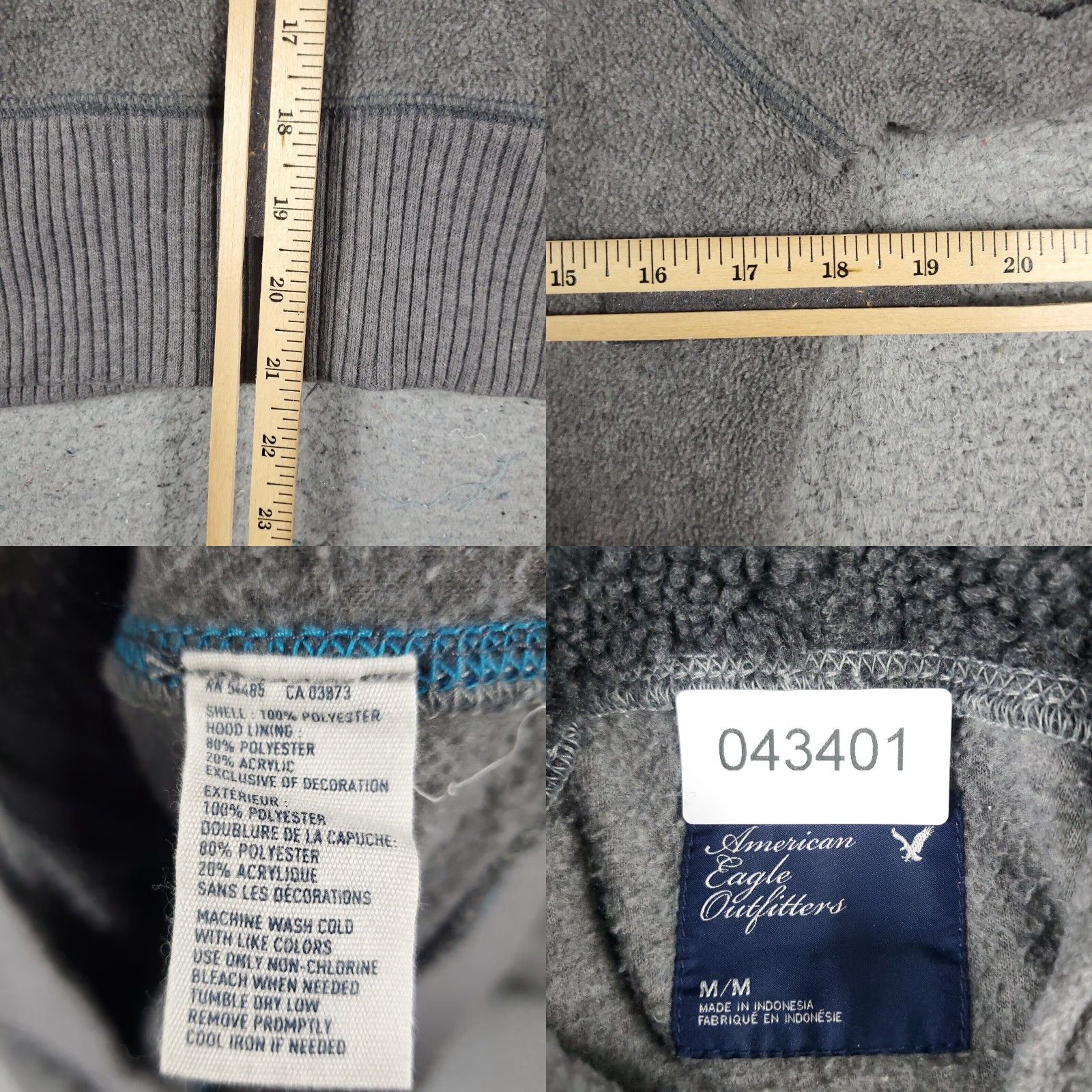 American Eagle Outfitters American Eagle Womens Medium Gray Full Zip Hoodie Sweatshirt Size M / US 6-8 / IT 42-44 - 8 Thumbnail