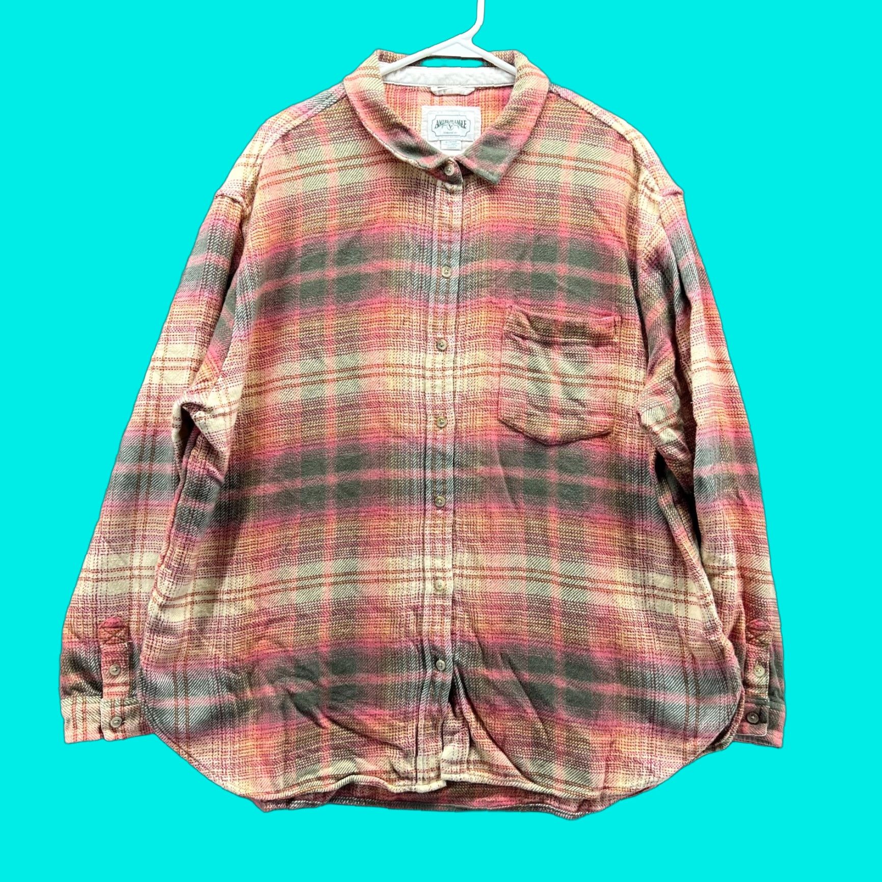 American Eagle Outfitters VINTAGE American Eagle Outfitters Shirt Men XL Plaid Button-Down Collar Long Sleeve Pink Flannel Preppy Size US XL / EU 56 / 4 - 1 Thumbnail