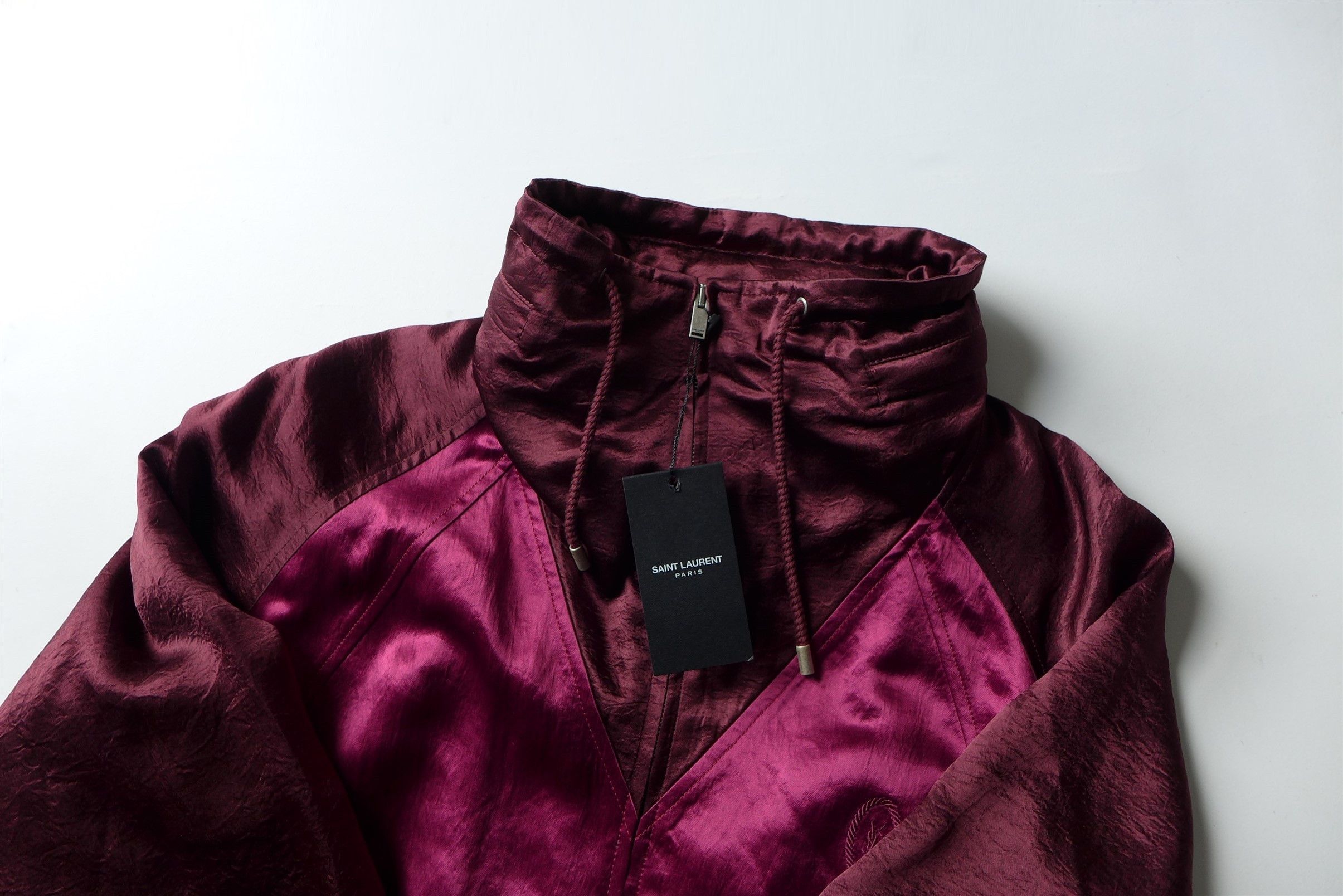 Saint Laurent Paris Size 48 - Saint Laurent Track Jacket - Burgundy Satin Size US M / EU 48-50 / 2 - 4 Thumbnail