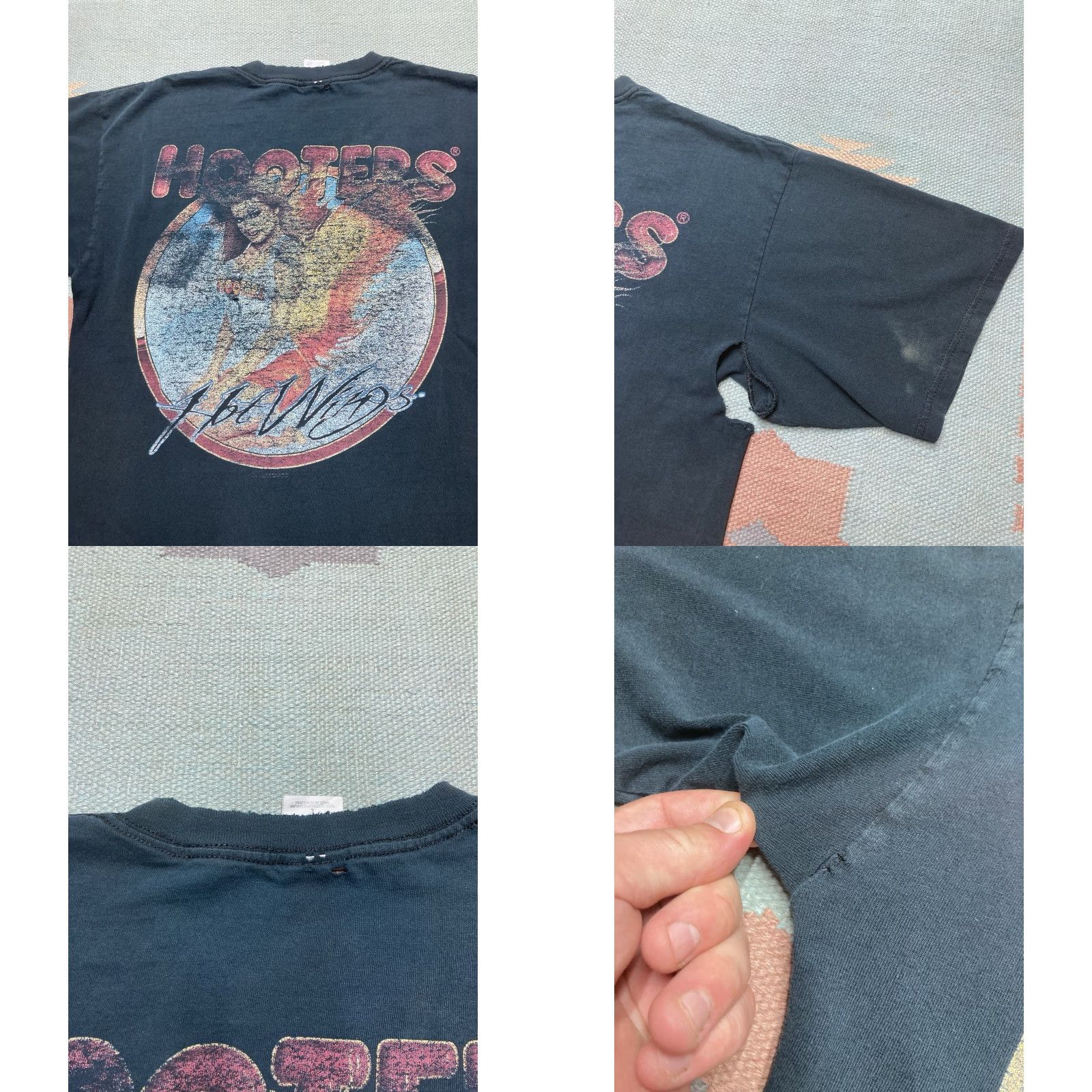 Vintage VINTAGE Hooters T-Shirt Angel Distressed Black Large Men Size US L / EU 52-54 / 3 - 8 Thumbnail
