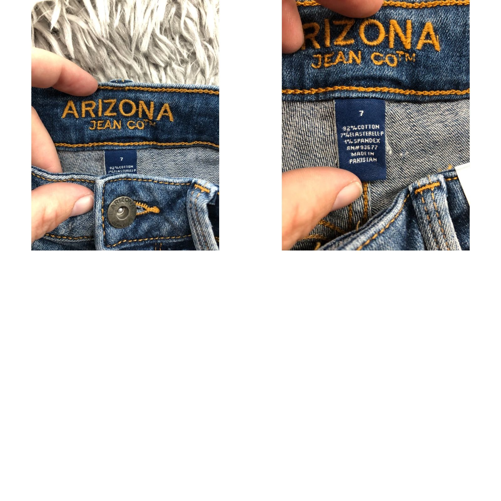 Vintage Arizona Shorts Denim Jeans Cuffed - Juniors Size 7 Dark Wash Blue - 5-Pocket Boyfriend Runway Style - Zip Closure, Mid Rise, Regular Fit - Women’s Size 28" / US 6 / IT 42 - 8 Thumbnail