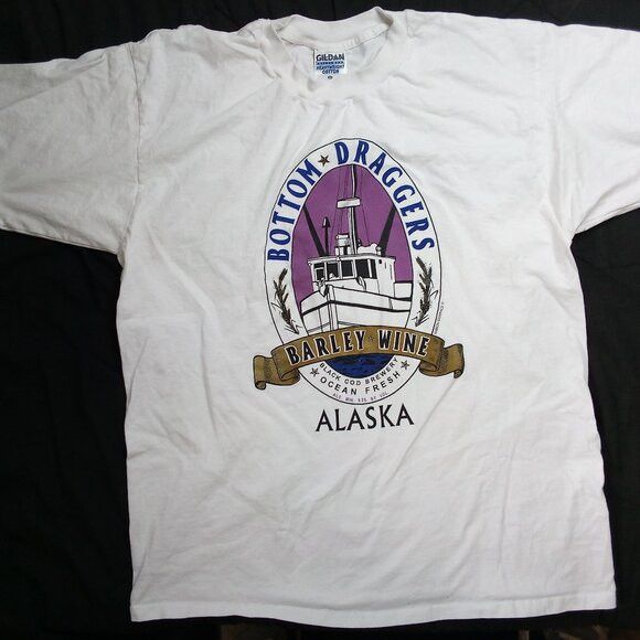 Vintage Vintage Bottom Draggers Black Cod Brewery Alaska T-Shirt Size US XL / EU 56 / 4 - 2 Thumbnail