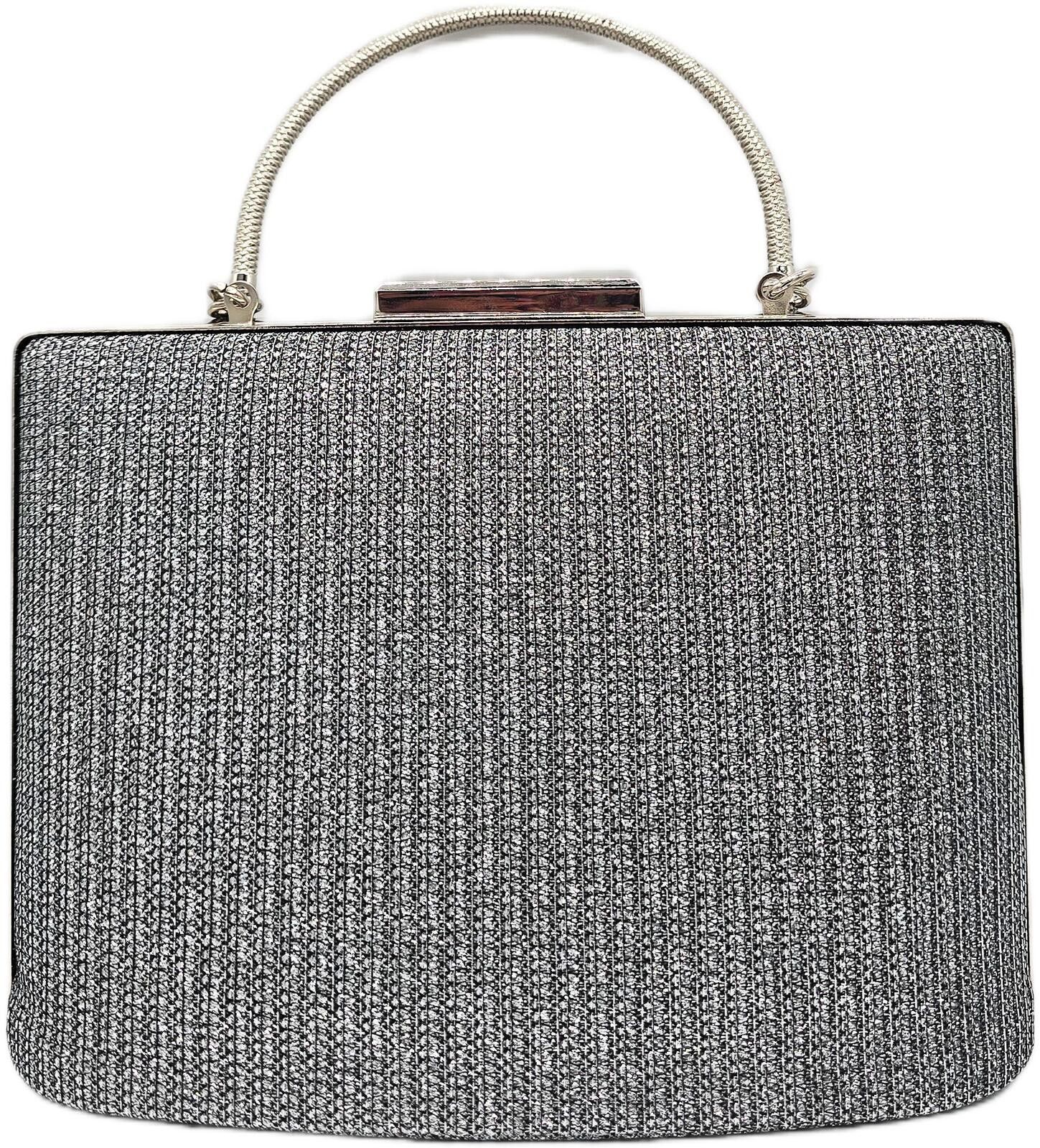 The Unbranded Brand Elegant Silver Evening Clutch Bag with Chain Strap Size ONE SIZE - 2 Thumbnail