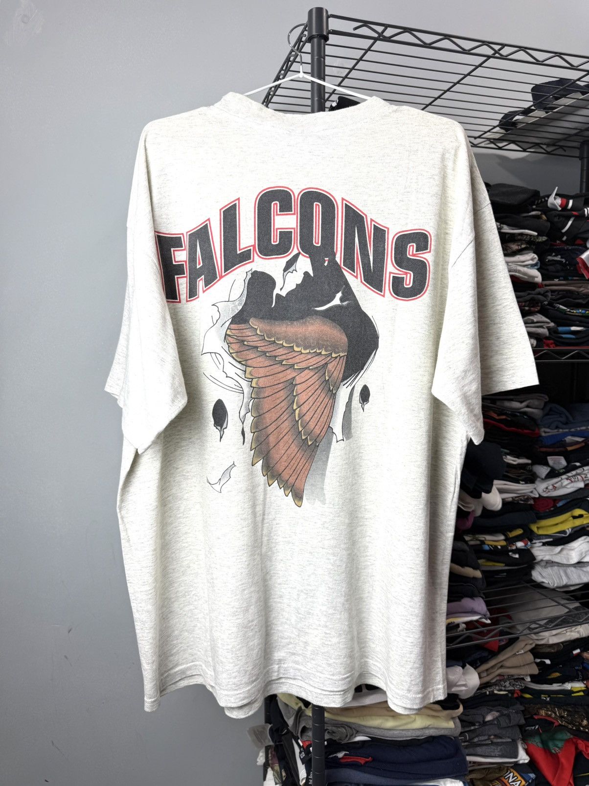 Vintage Rare 1993 NFL Atlanta Falcons Nutmeg T Shirt Size US XL / EU 56 / 4 - 2 Thumbnail