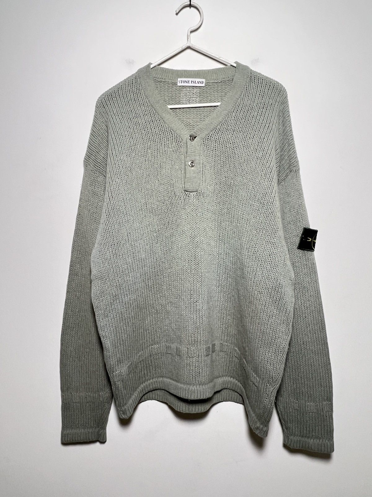 Stone Island stone island 80s knit v-neck vintage archive sweater Size US M / EU 48-50 / 2 - 3 Thumbnail