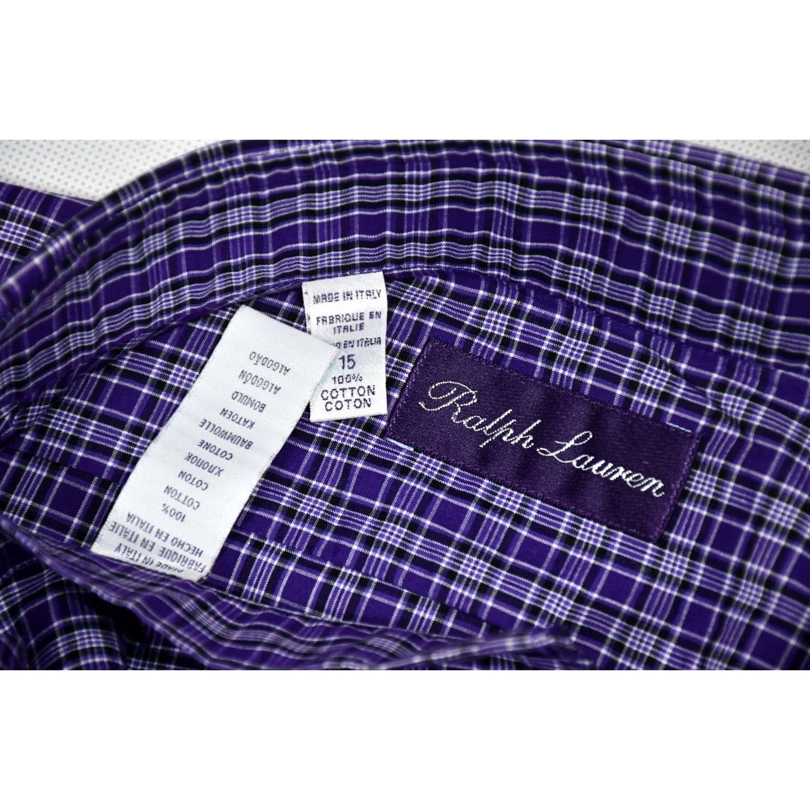 Ralph Lauren Purple Label Ralph Lauren Purple Label Purple Check Shirt Men's 15 Regular 100% Cotton, Redefine: Purple Label Shirt for Men Size US M / EU 48-50 / 2 - 8 Thumbnail
