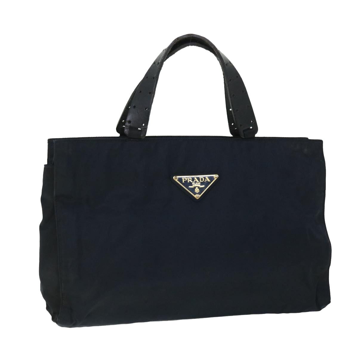 image of Prada Hand Bag Nylon Leather Navy Black Auth Bs8105, Women's