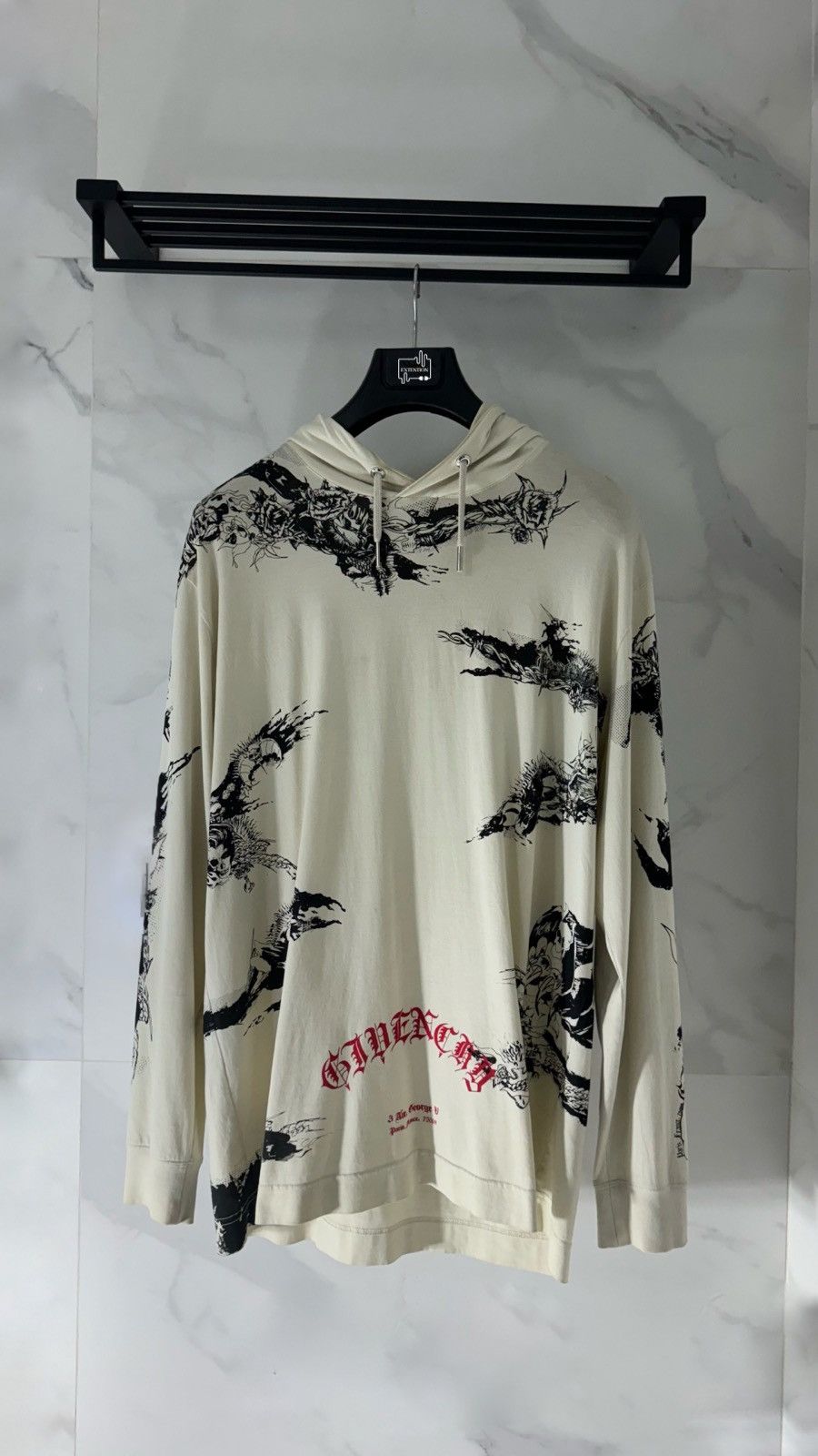 Givenchy GIVENCHY GOTHIC LOGO HOODIE Size US L / EU 52-54 / 3 - 1 Thumbnail