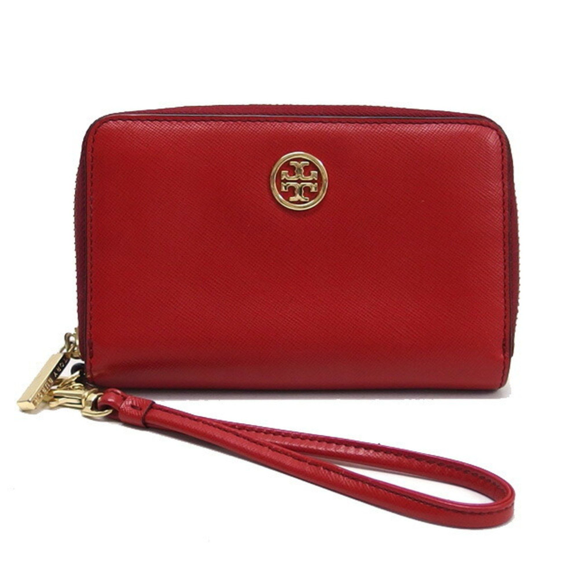 Tory Burch Tory Burch Round Zip Medium Wallet with Wrist Strap, Red Size ONE SIZE - 1 Thumbnail