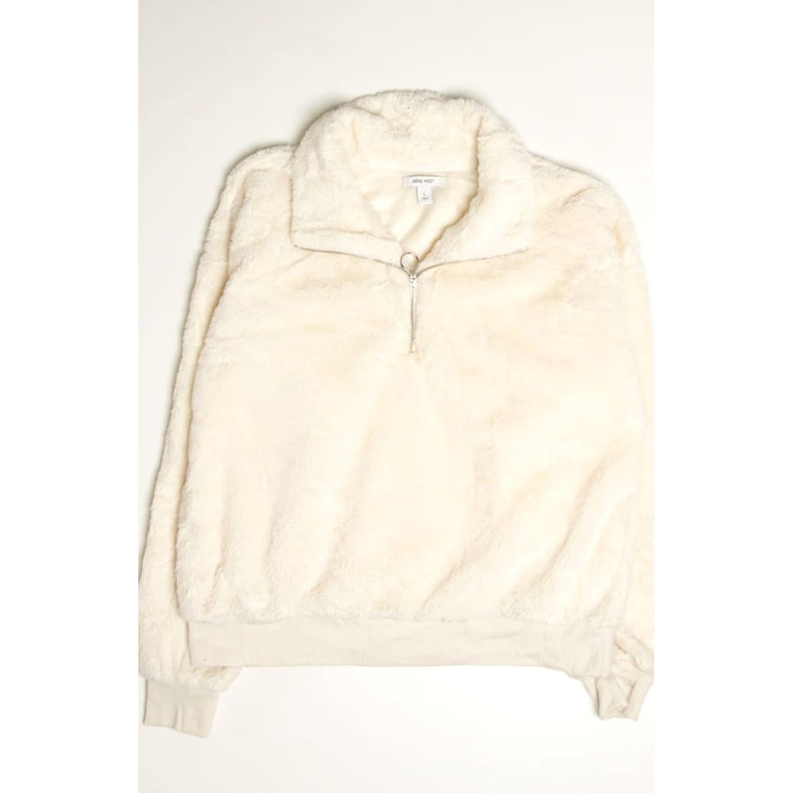 Nine West VINTAGE Nine West Large White Faux Fur Pullover Cream Zip Up Jacket Size L / US 10 / IT 46 - 2 Thumbnail