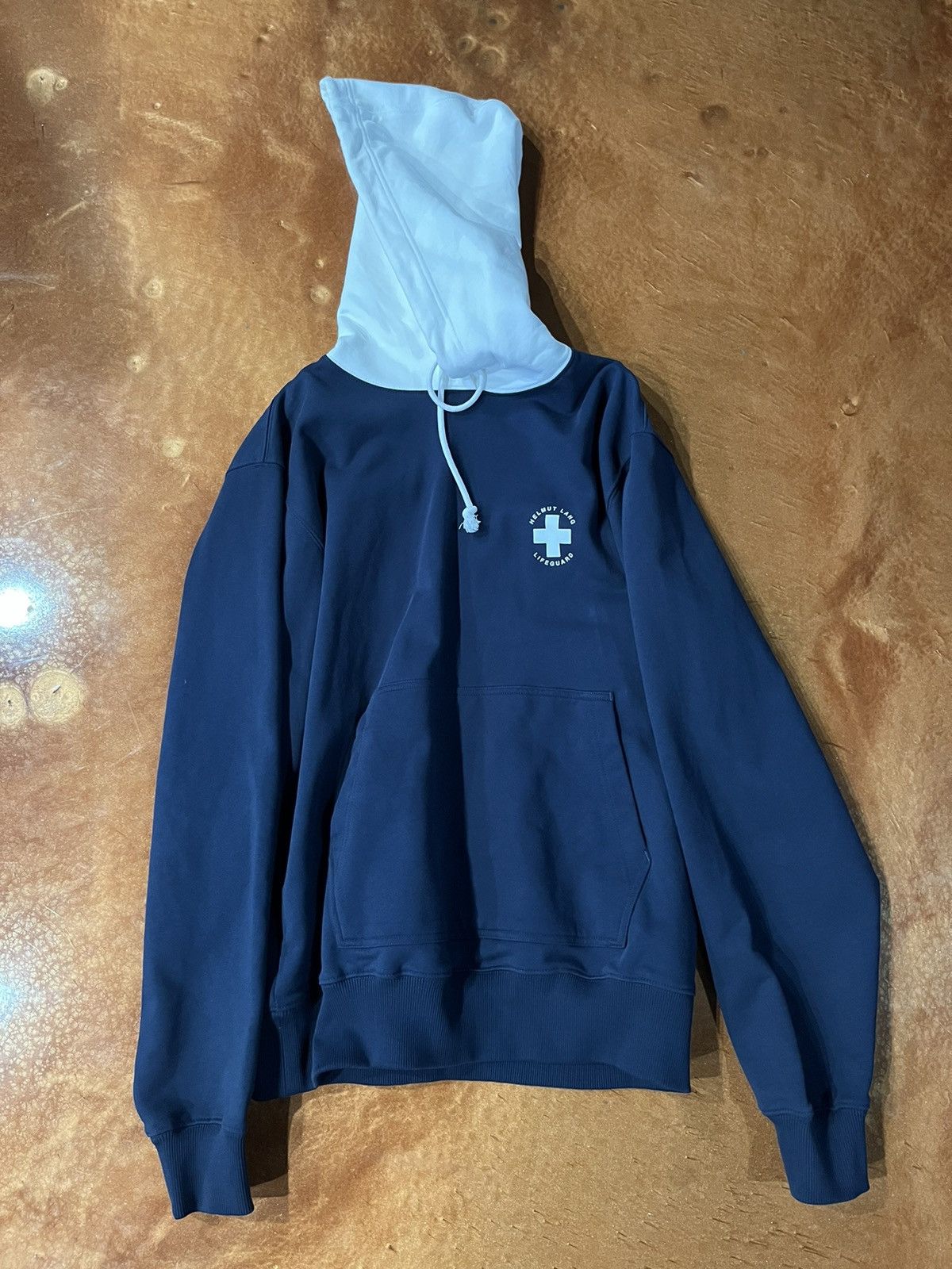 image of Helmut Lang Lifeguard Hoodie in Navy, Men's (Size Large)