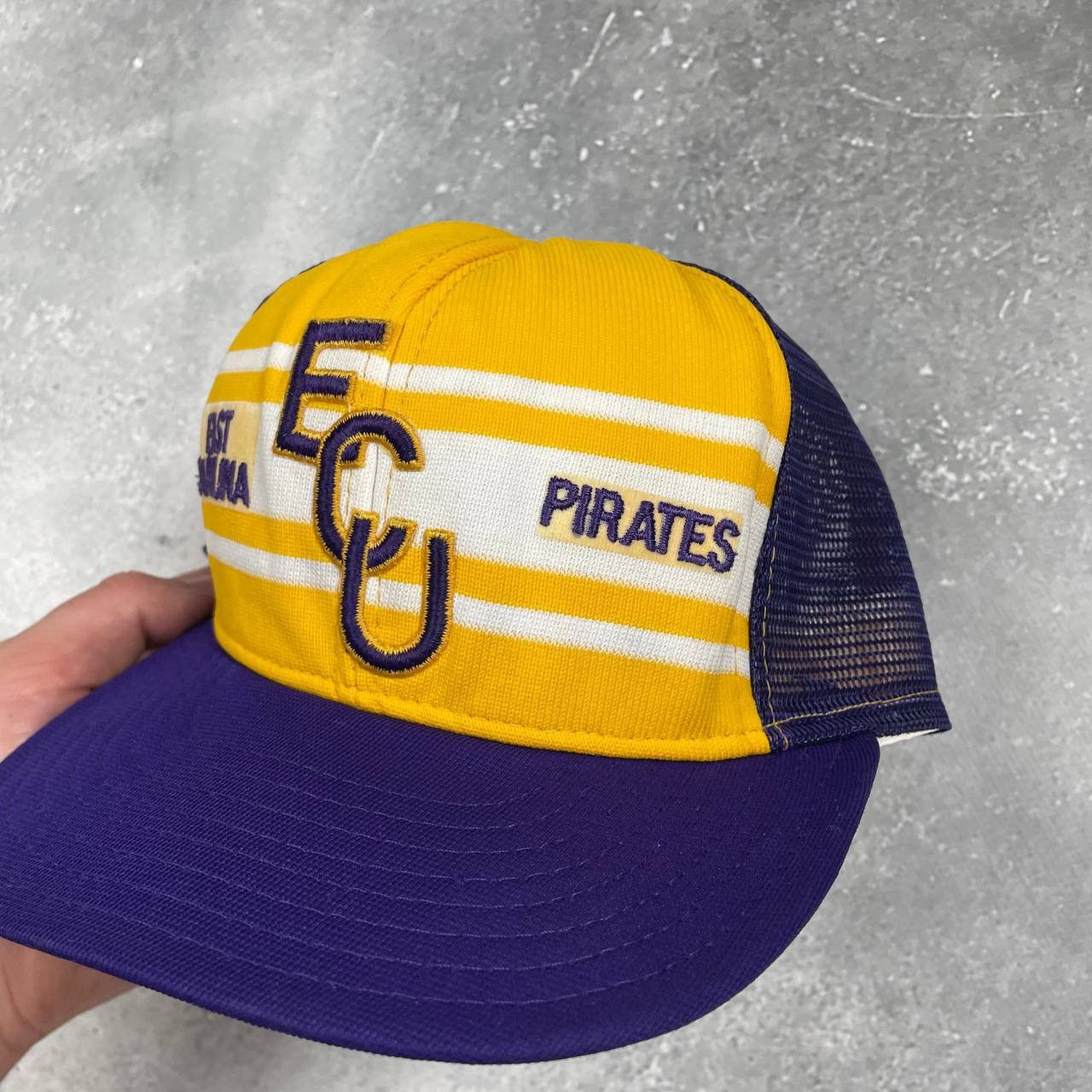 NFL × Vintage Vintage 80s East Carolina Pirates Double Knit Trucker Hat Size ONE SIZE - 5 Thumbnail