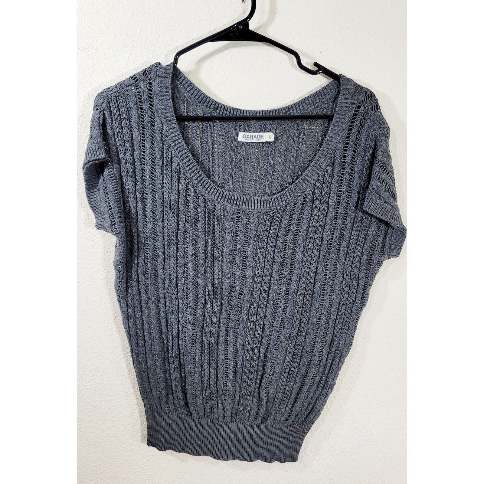 Other Garage Gray Charcoal Open Knit Capped Sleeve Sweater Top M Size M / US 6-8 / IT 42-44 - 8 Thumbnail