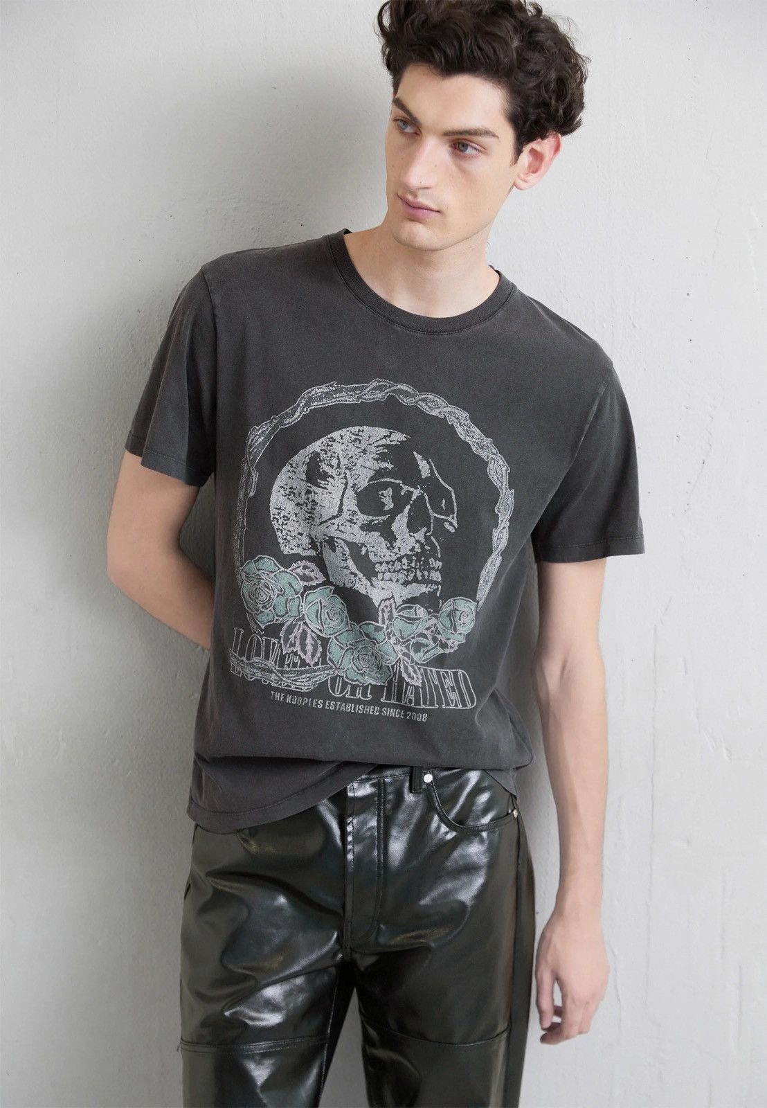 The Kooples The KOOPLES Garment Dyed Washed Gray/Black T-Shirt Size M / US 6-8 / IT 42-44 - 15 Thumbnail