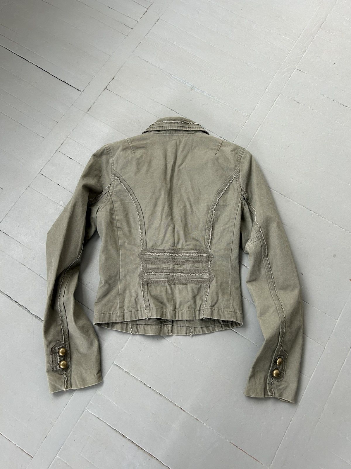 Japanese Brand × Vintage Vintage khaki crop blazer Japanese style Size M / US 6-8 / IT 42-44 - 5 Thumbnail