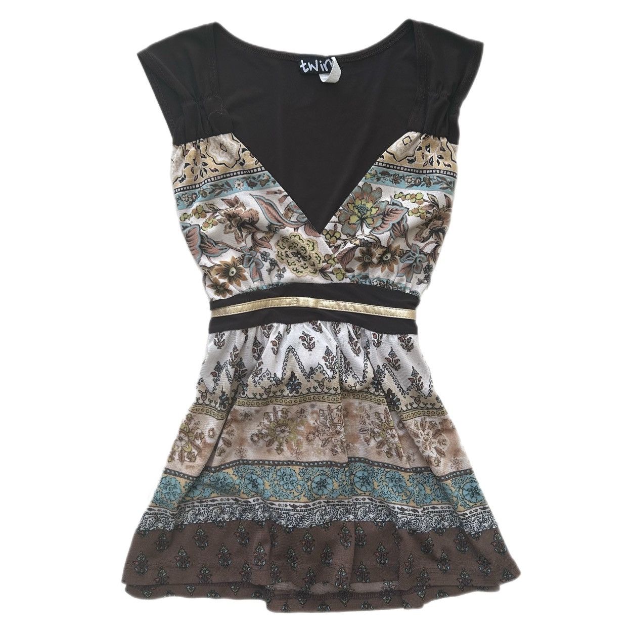 Other y2k brown paisley v neck babydoll top Size S / US 4 / IT 40 - 1 Thumbnail