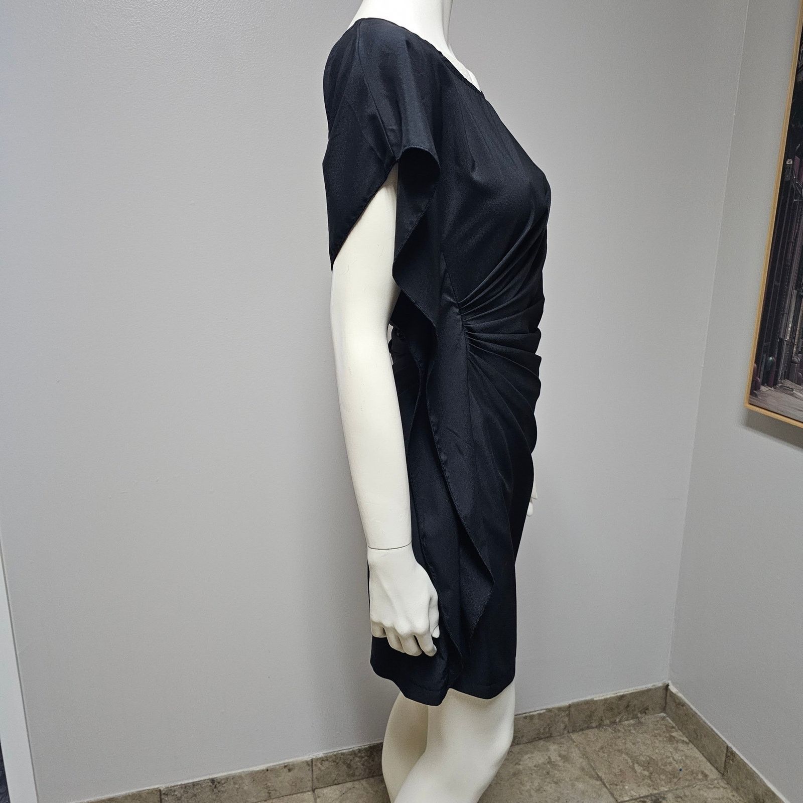 Other Jean Claude Pierlot ROME Ruffle Black Satin Dress Size Small Size S / US 4 / IT 40 - 3 Thumbnail