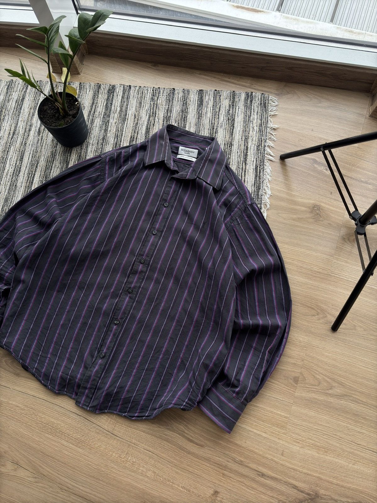 Other Vintage YSL Yves Saint Laurent Striped button up shirt Size US XL / EU 56 / 4 - 2 Thumbnail