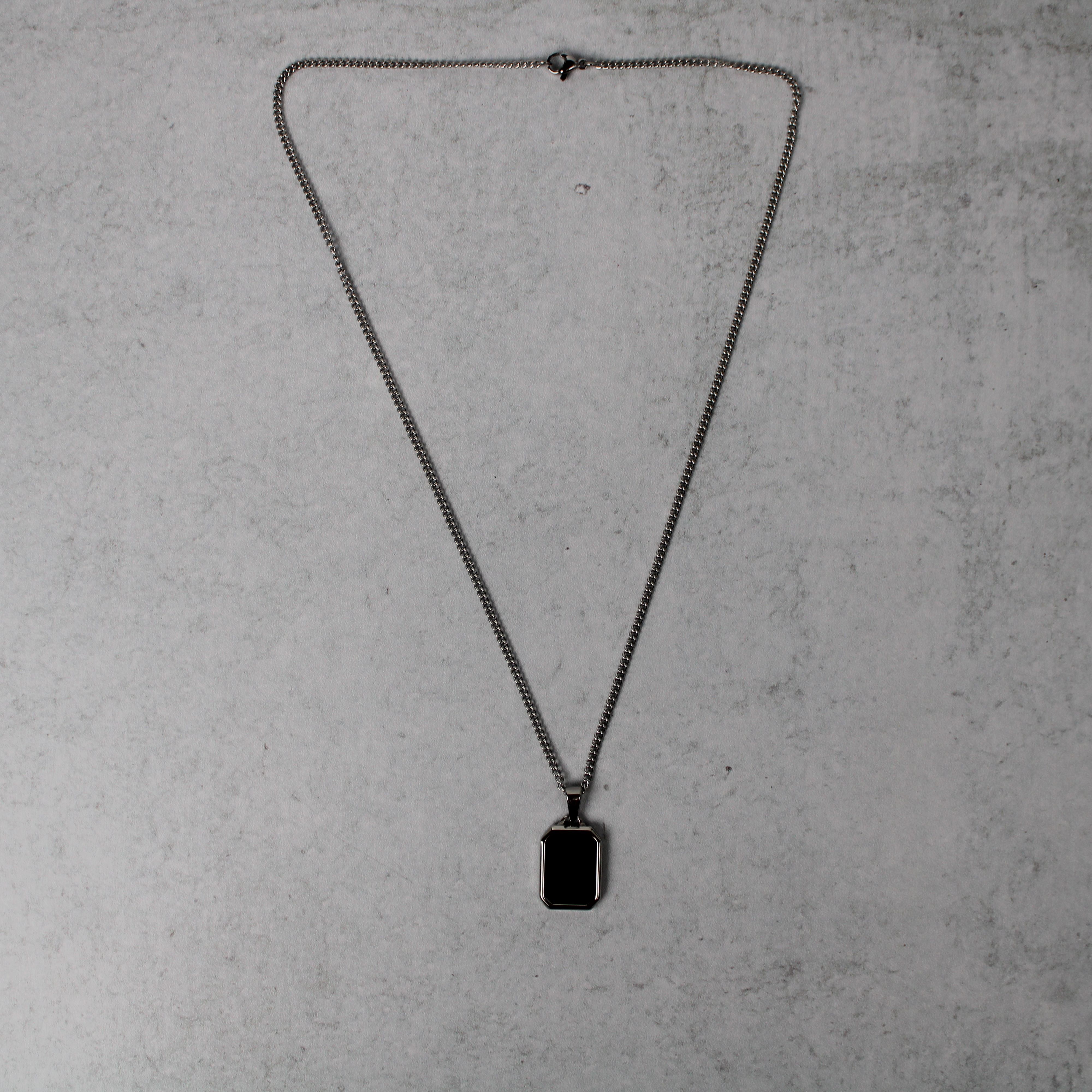 Jewelry Silver Onyx Pendant Chain Necklace Size ONE SIZE - 5 Thumbnail