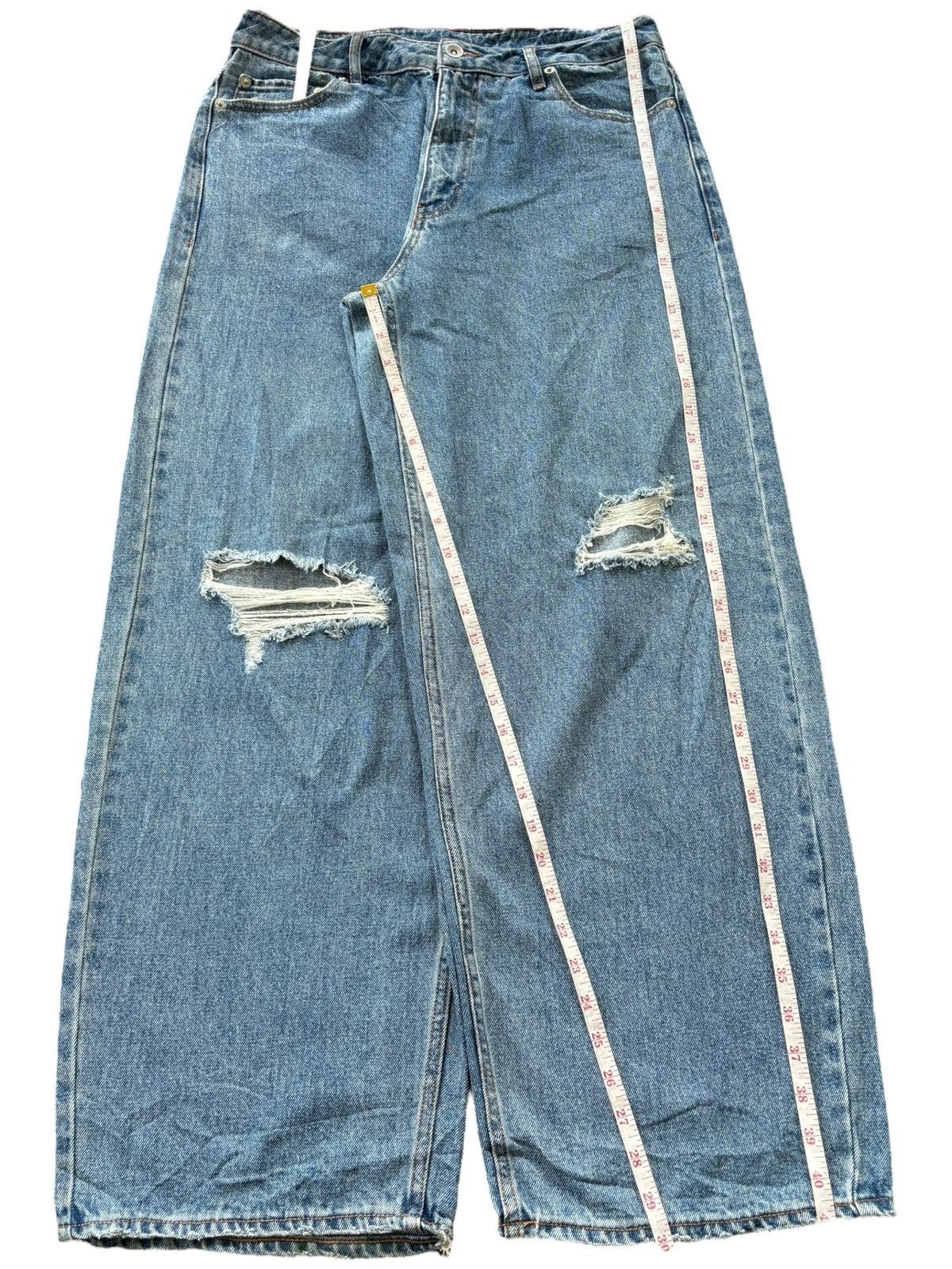 JNCO Vintage Japanese Brand Blue Wash Distressed Baggy Jeans Size 31" - 7 Thumbnail