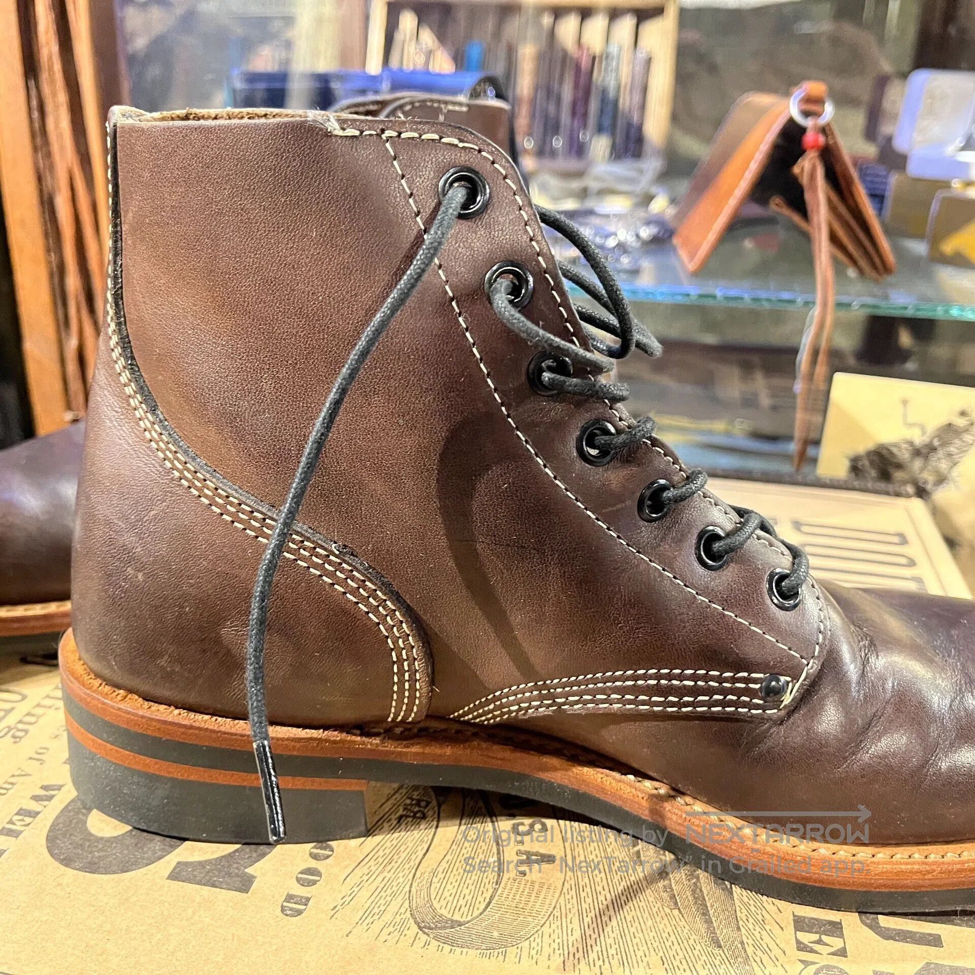 RRL Ralph Lauren brown leather work boots by double rl. Size US 8 / EU 41 - 4 Thumbnail
