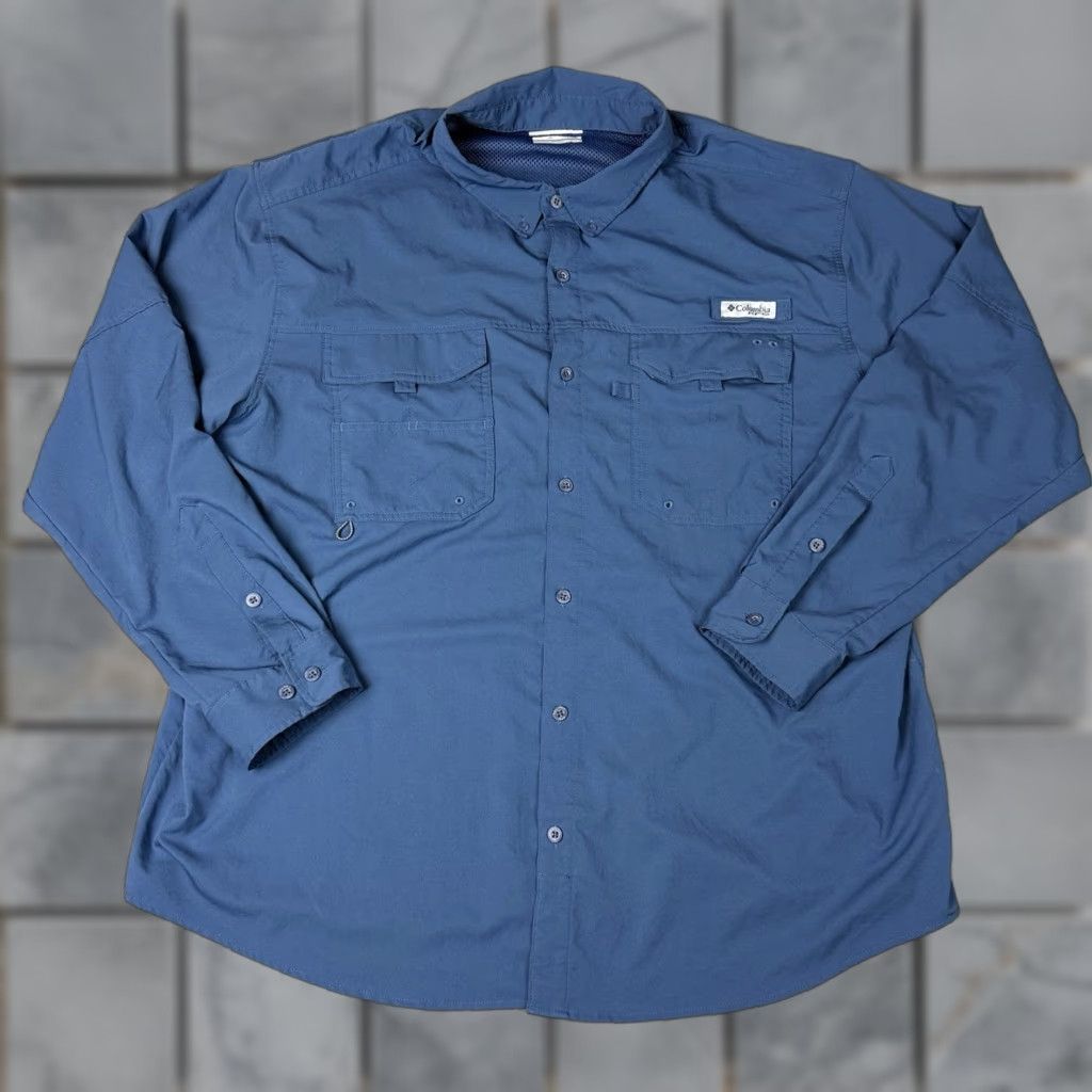 Vintage Columbia PFG Shirt Mens 2XL Blue Button-Up Casual Outdoor Breathable Omni Shade Short Sleeve Sportswear Shirt Mens Size US XXL / EU 58 / 5 - 1 Thumbnail