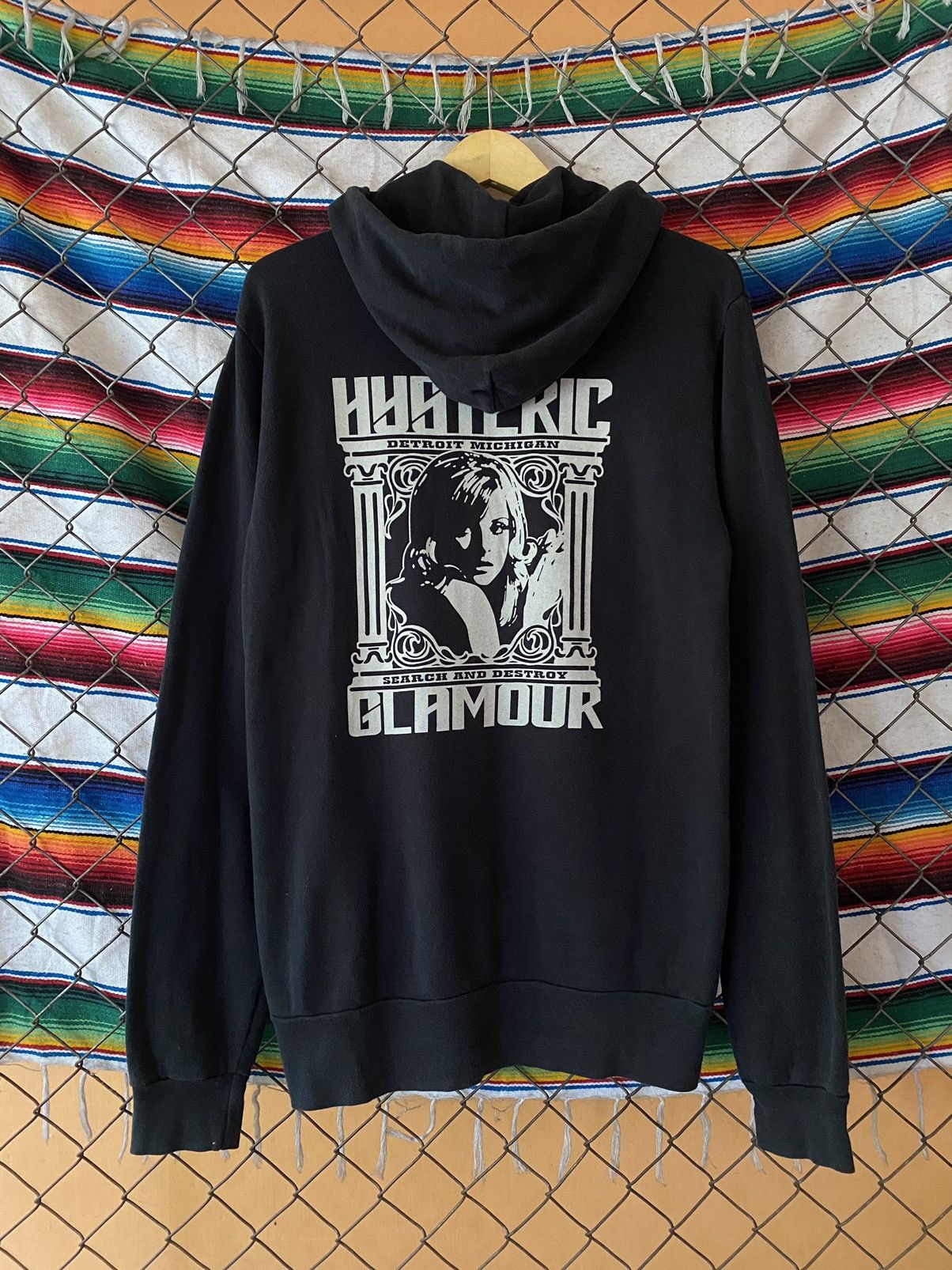 image of Hysteric Glamour Hystric Glamour Search And Destroy Zip Hoodie in Black, Men's (Size Medium)