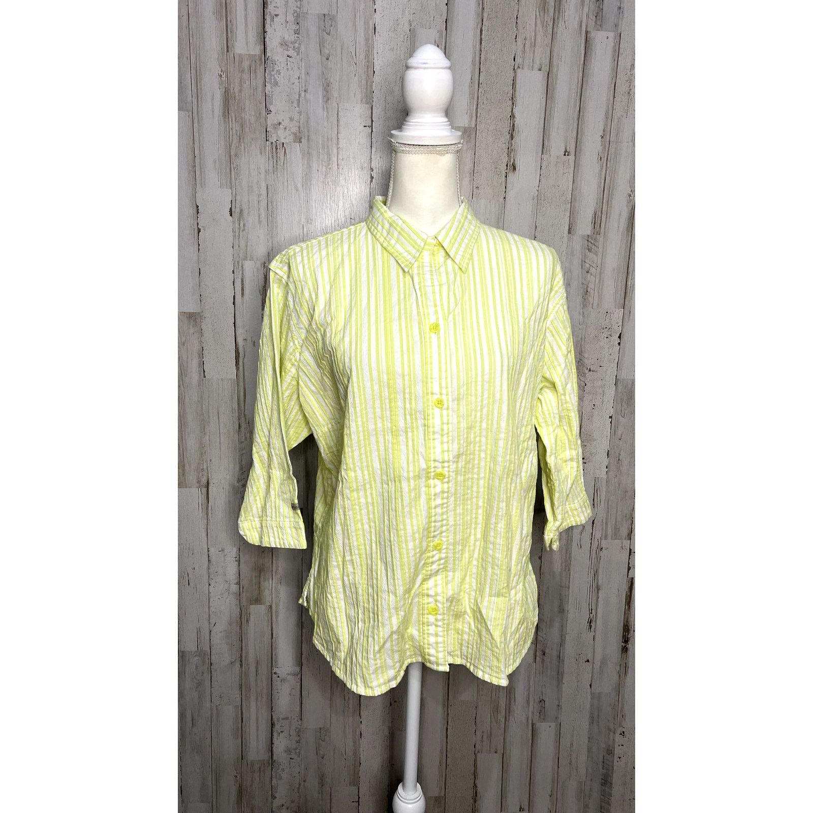 Columbia Columbia Women's 2XL Green Striped Vented Fishing Shirt Size XXL / US 16-18 / IT 52-54 - 3 Thumbnail