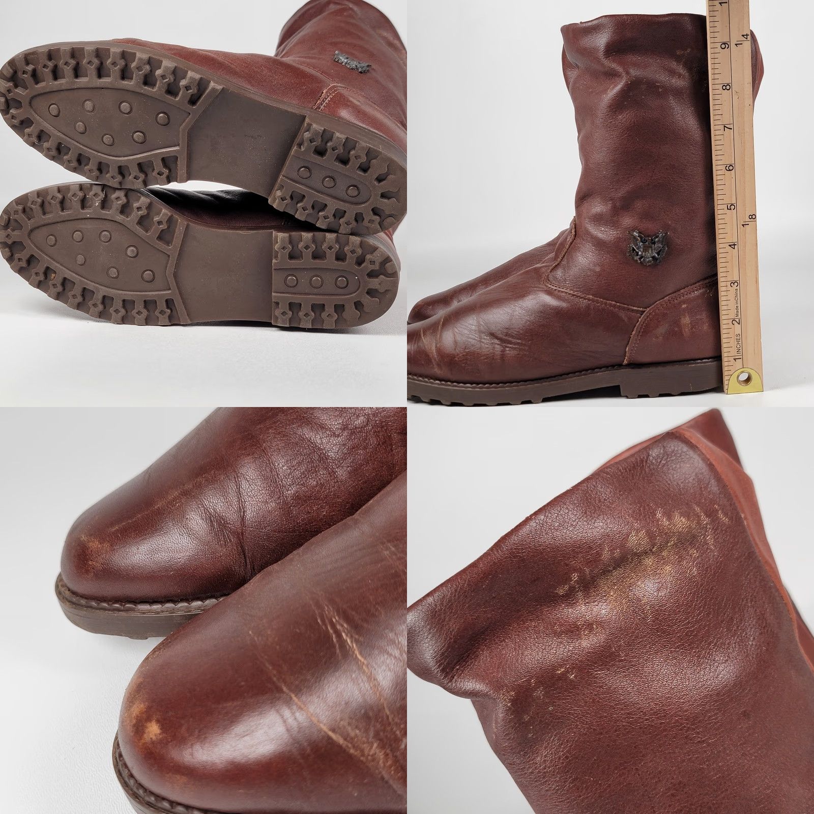 Vintage VINTAGE Women's Size 9 Brown Leather Sergio Boots Klondike Elastomere Check Riding Boot Almond Toe Pull On Block Heel B Wide Brown Canada Women Shoes Size US 9 / IT 39 - 8 Thumbnail