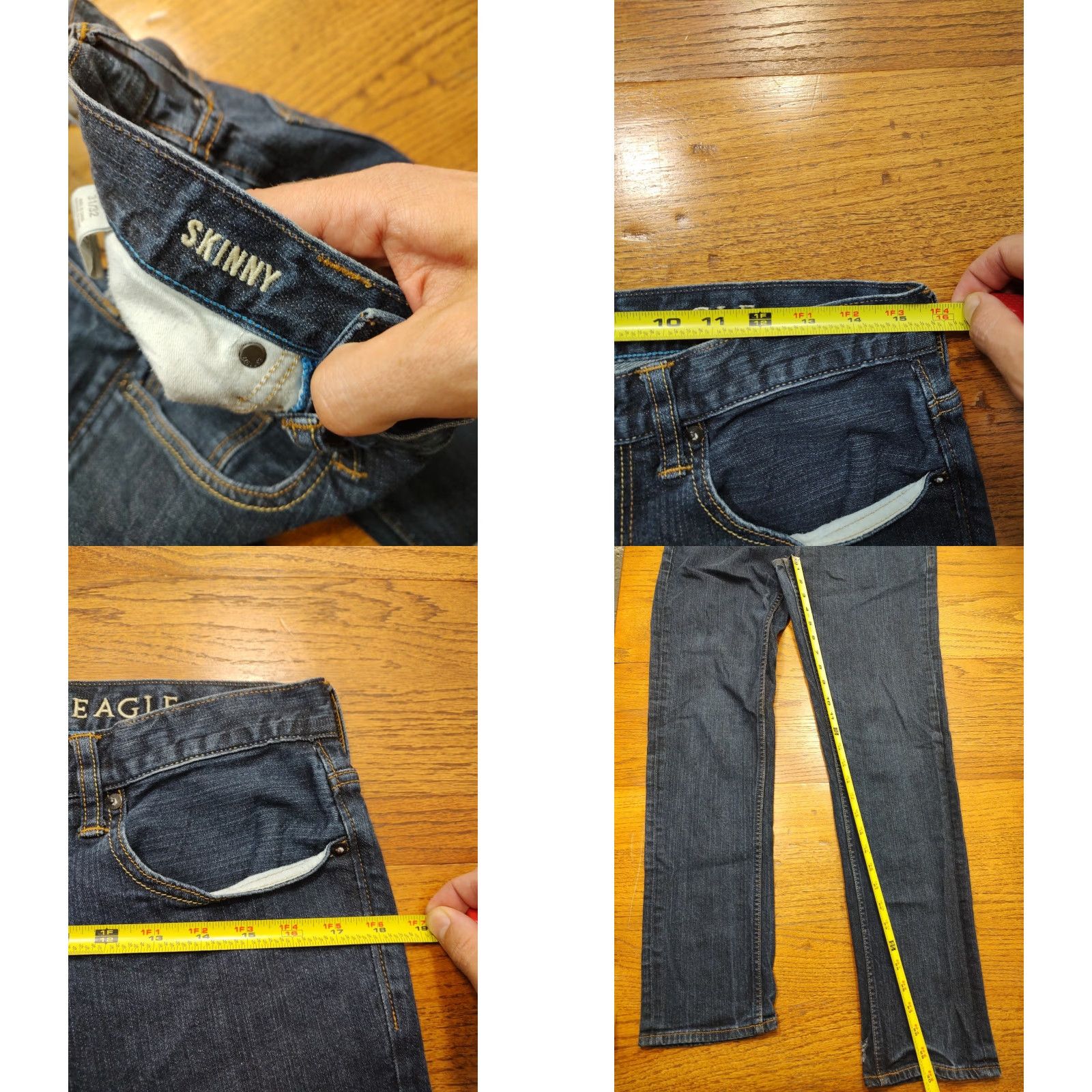 American Eagle Outfitters American Eagle Jeans Mens 31x30 Dark Blue Denim Slim Skinny Measurements Size US 31 - 8 Thumbnail