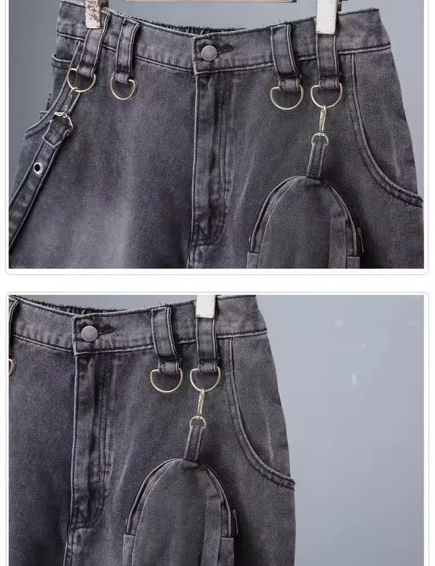 Other Punk Streetwear Cargo Multi Pockets Denim Shorts Size US 32 / EU 48 - 10 Thumbnail