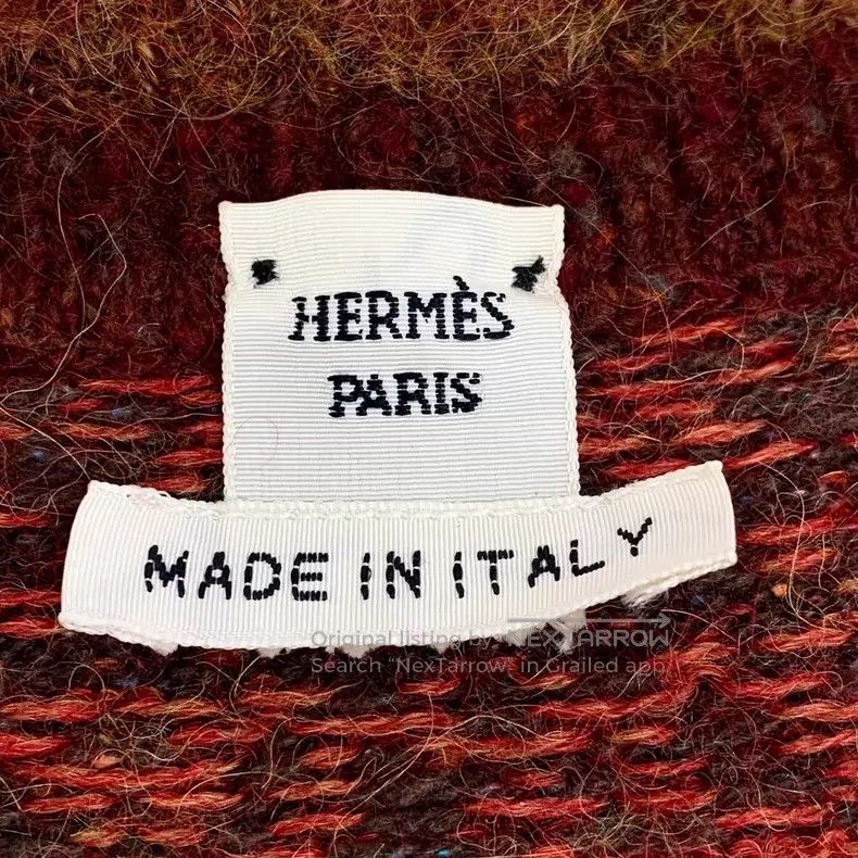 Hermes Hermes Red striped inlaid cashmere V-neck short-sleeve kni Size XS / US 0-2 / IT 36-38 - 5 Thumbnail