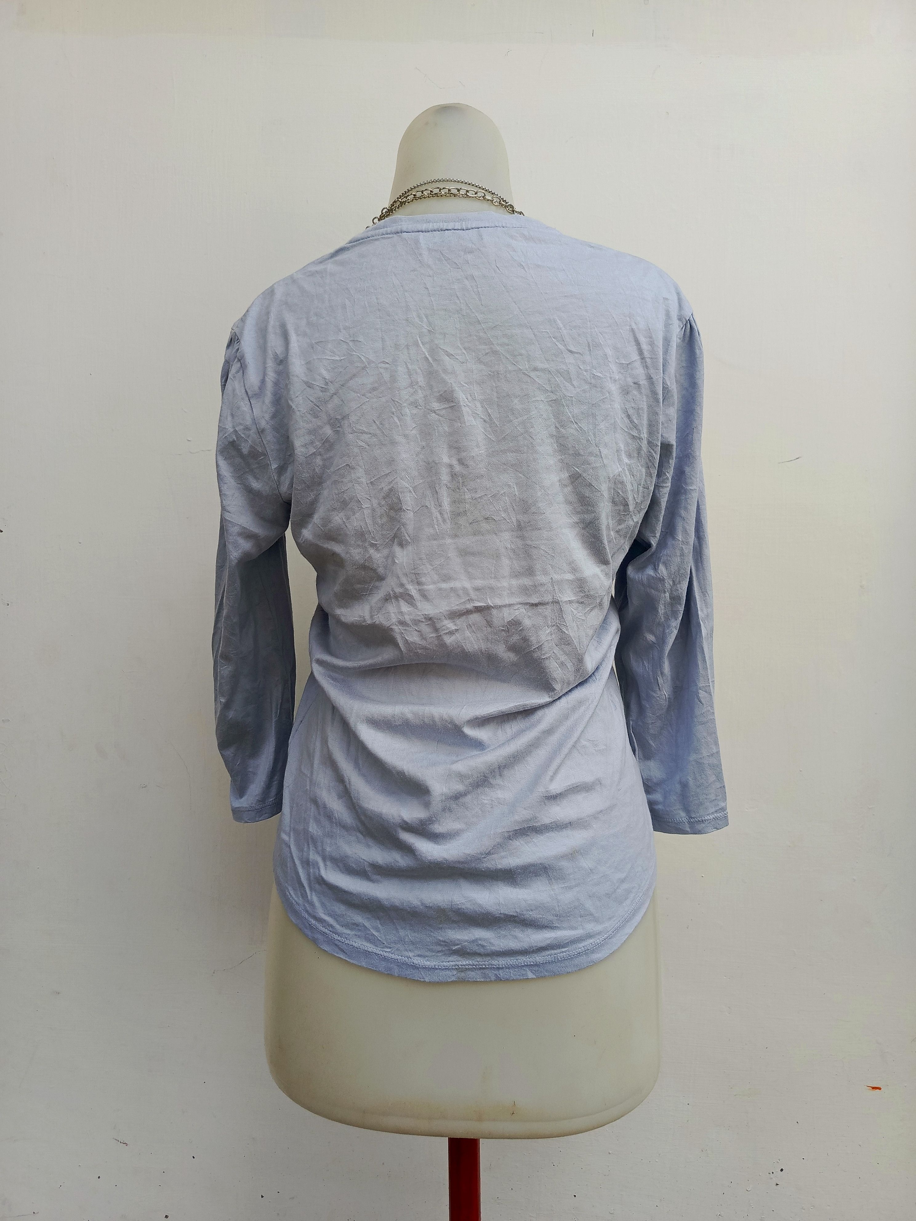 Burberry Burberry London Minimalist Soft Blue 3/4 Sleeve Tee Size S / US 4 / IT 40 - 4 Thumbnail