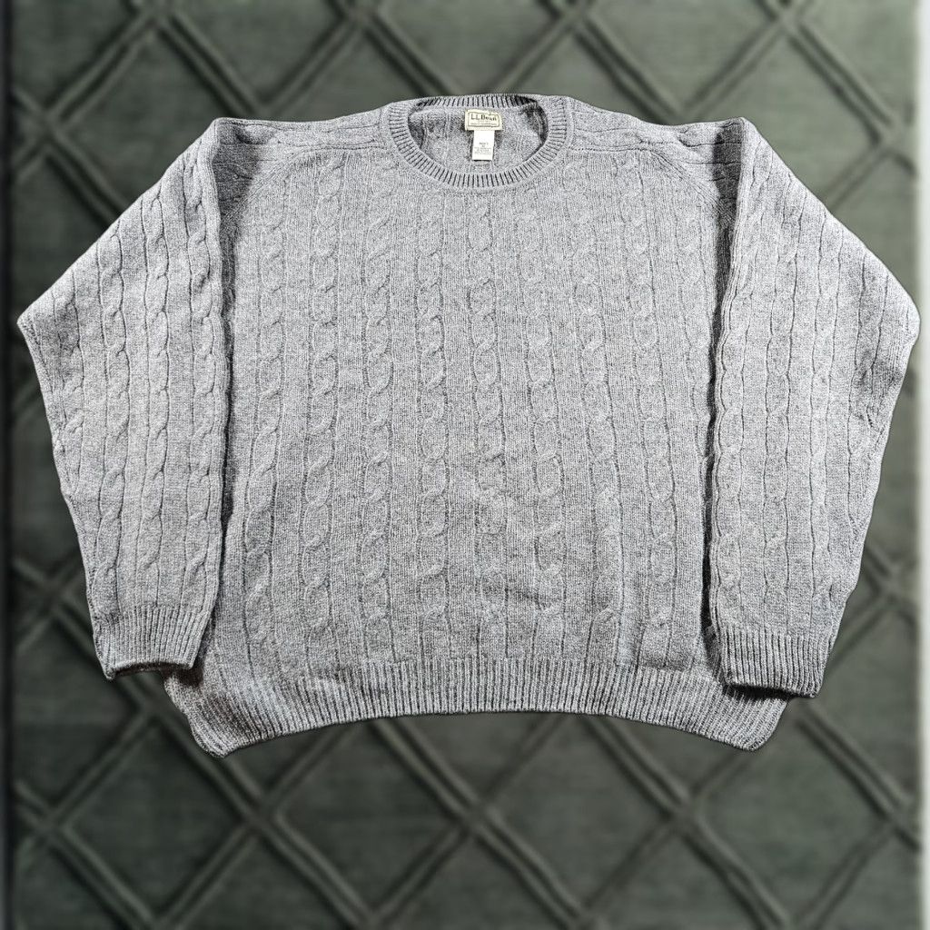 Vintage VINTAGE L.L.Bean Sweater Mens XL Gray Cable-Knit Crewneck Wool Pullover Size US XL / EU 56 / 4 - 1 Thumbnail
