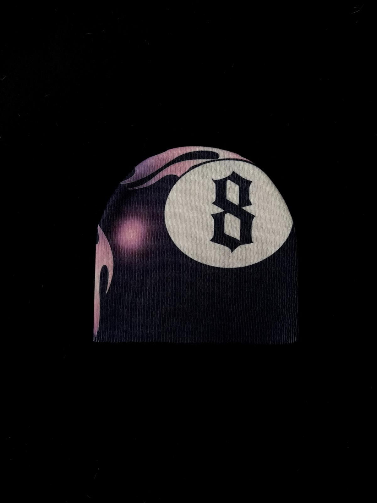 Japanese Brand Rare Y2k Black Flame 8 Ball No Cuff Knit Beanie Hat Purple Size ONE SIZE - 1 Thumbnail