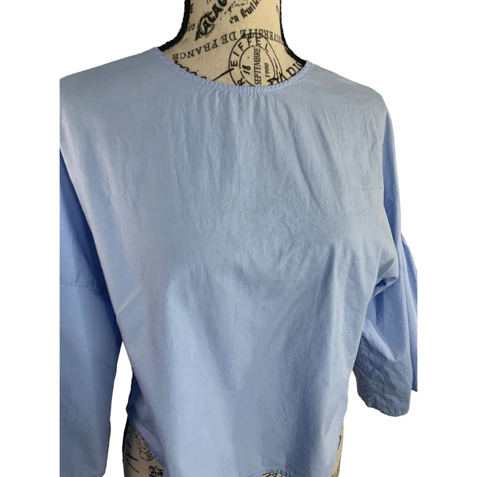 Zara Zara Cropped Blouse Bell Shape 3/4 Sleeve Cotton Women Small Size S / US 4 / IT 40 - 2 Thumbnail